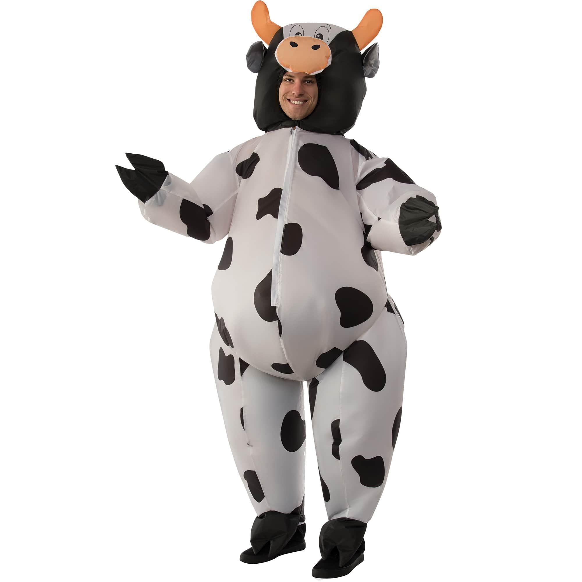Adult Black and White Inflatable Cow Costume