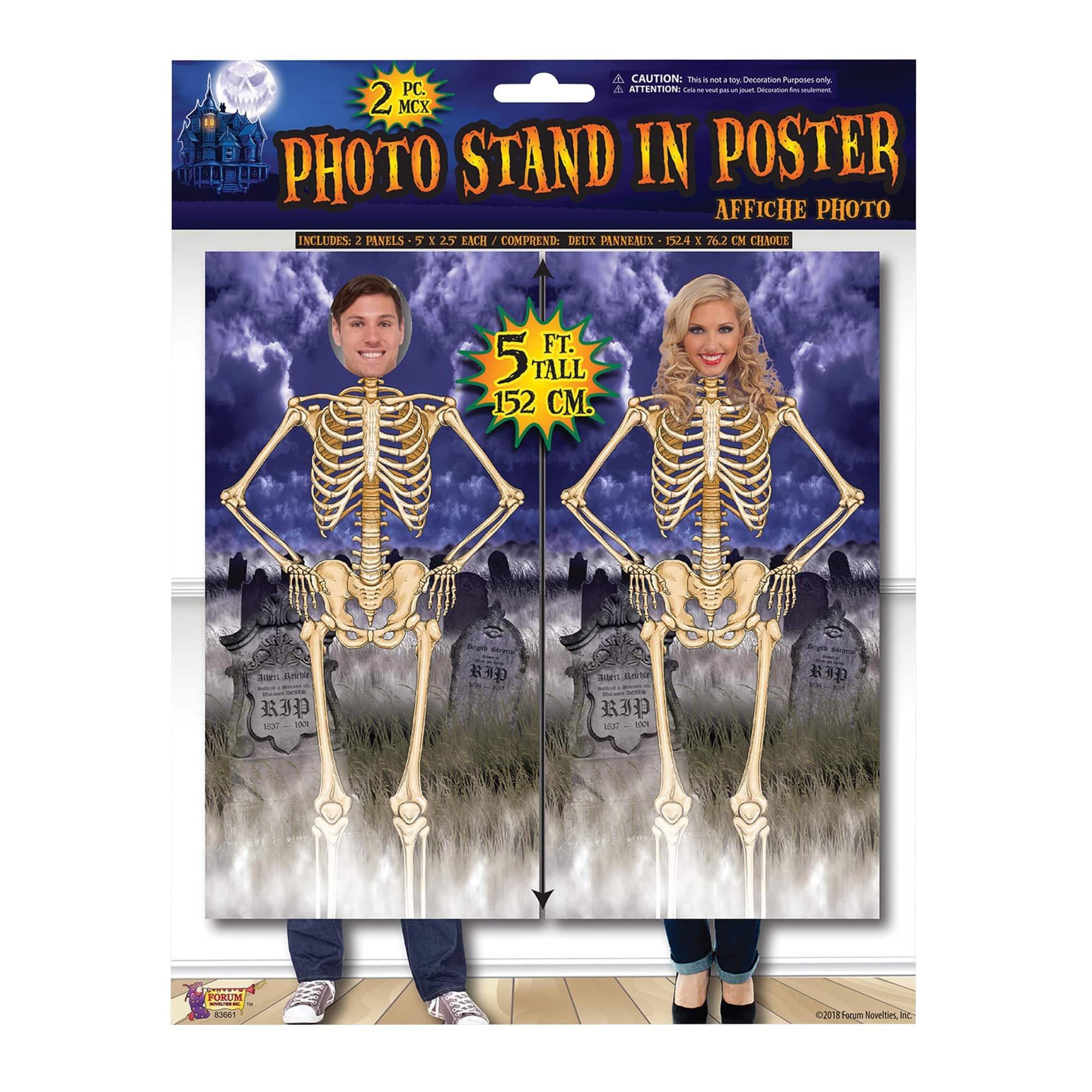 5 Foot Skeleton Stand-in Photo Poster - 2 Piece