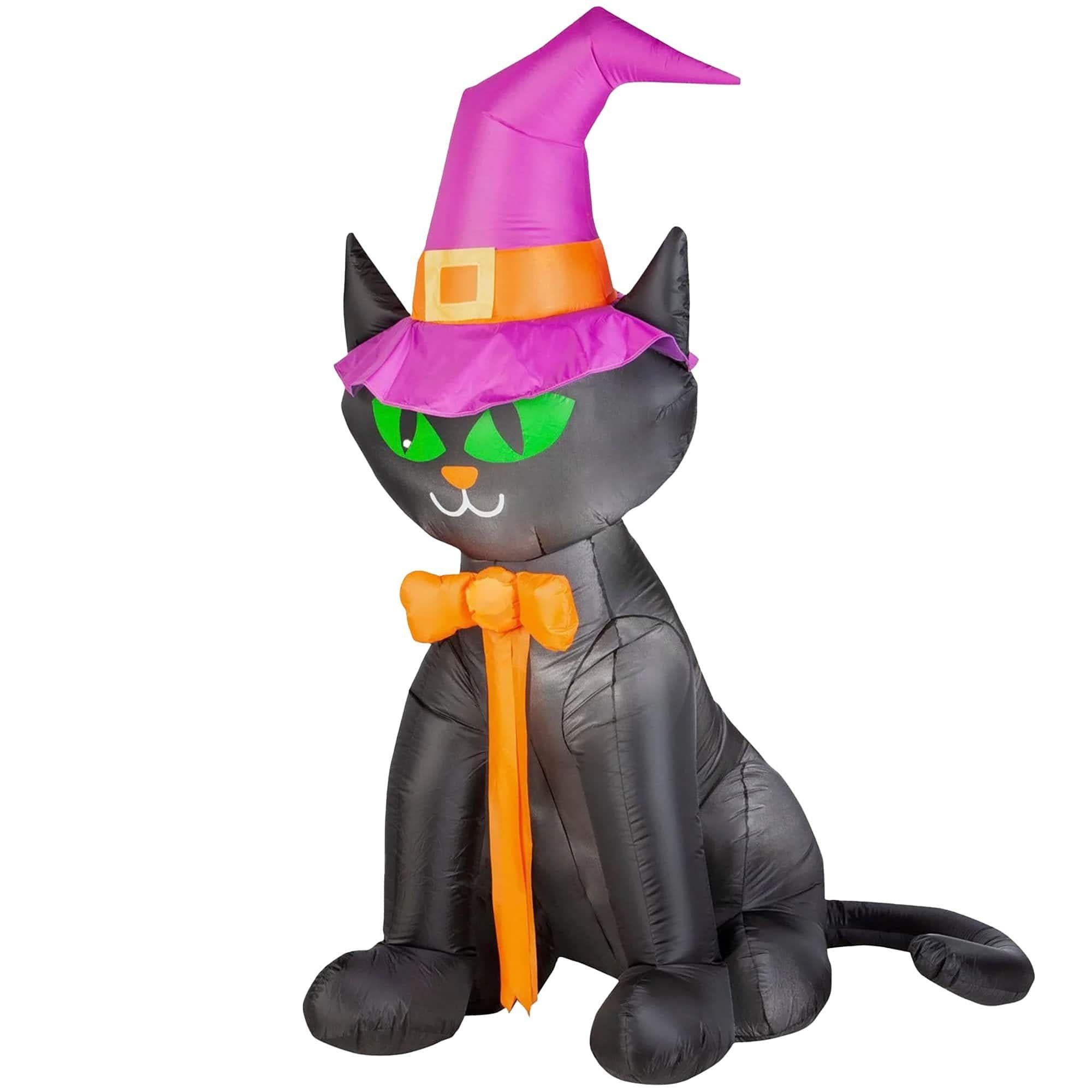 6.5 Foot Kitty Cat Witch Light Up Halloween Inflatable Lawn Decoration