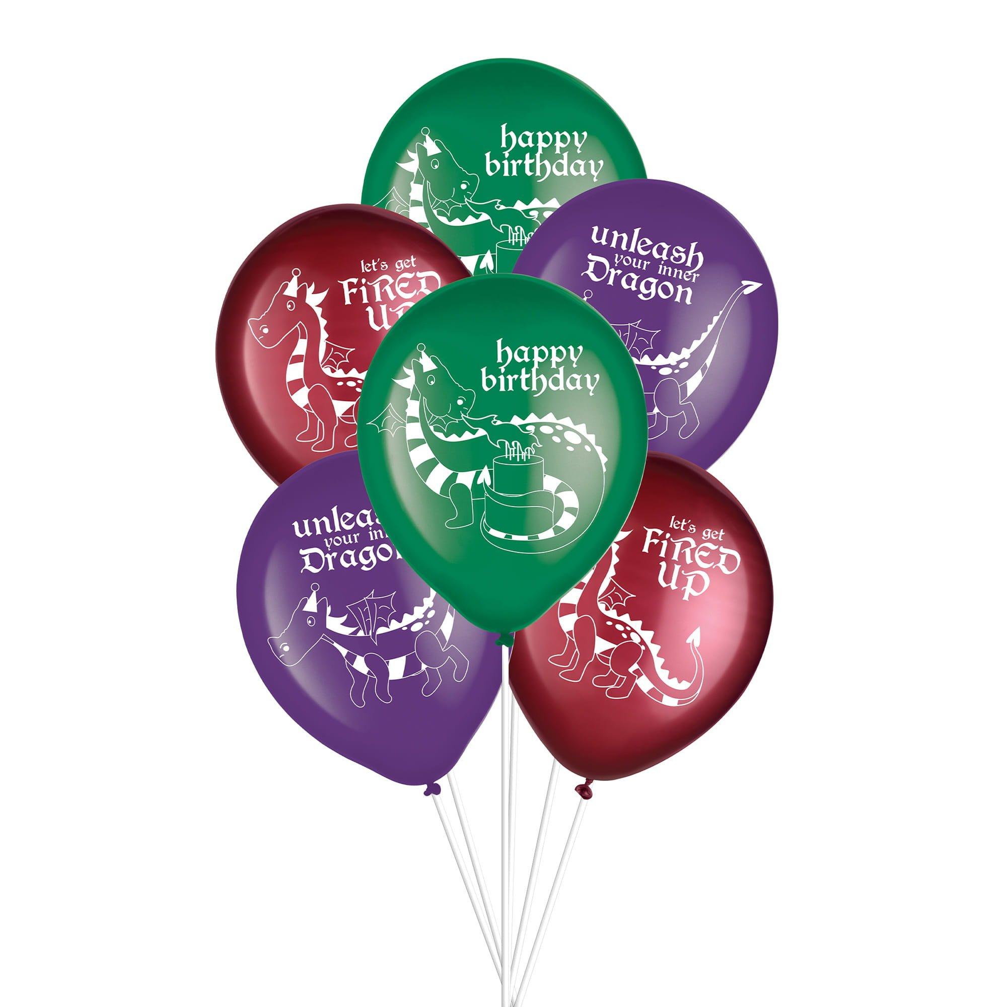 Dragon Party Latex Balloons, 6pc