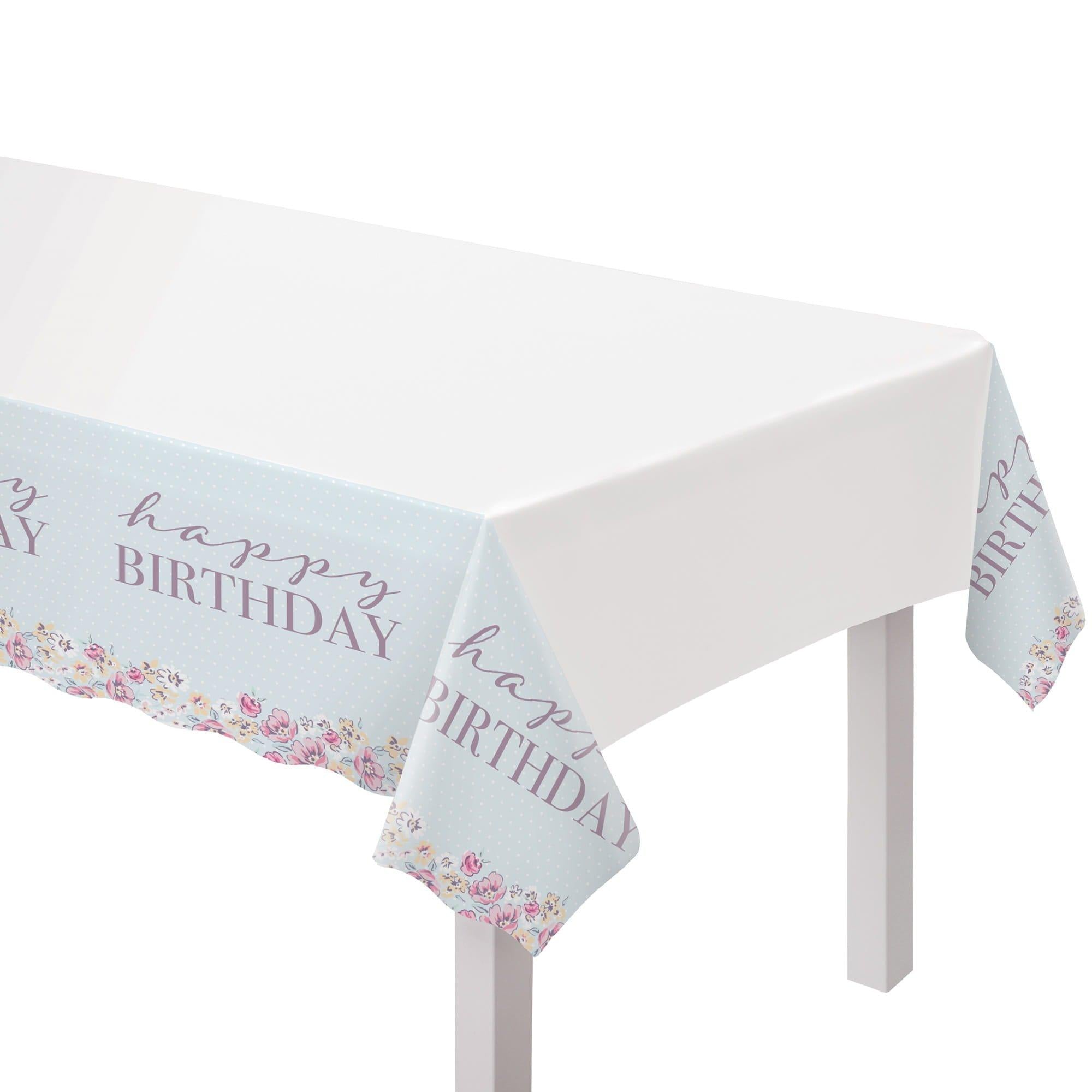 Ribbon and Rose Plastic Table Cover, 54in x 96in