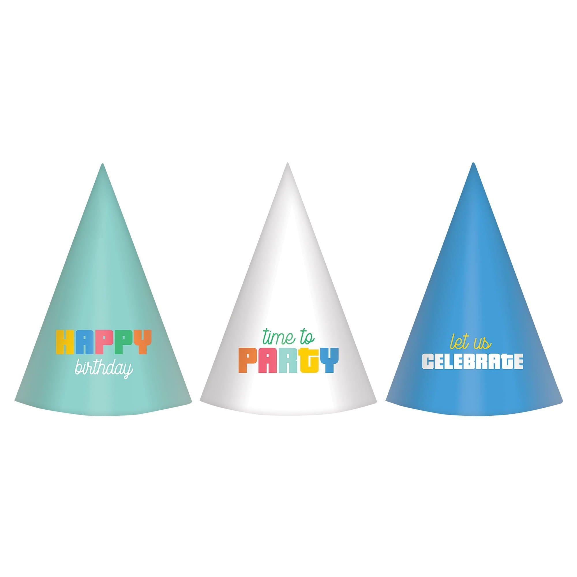 Colorful Collage Party Hats, 6ct