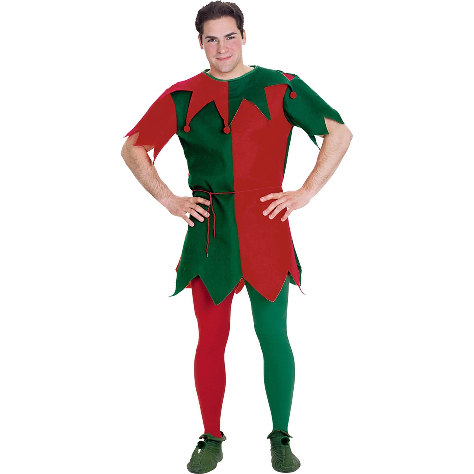 Adult Red and Green Elf Tights