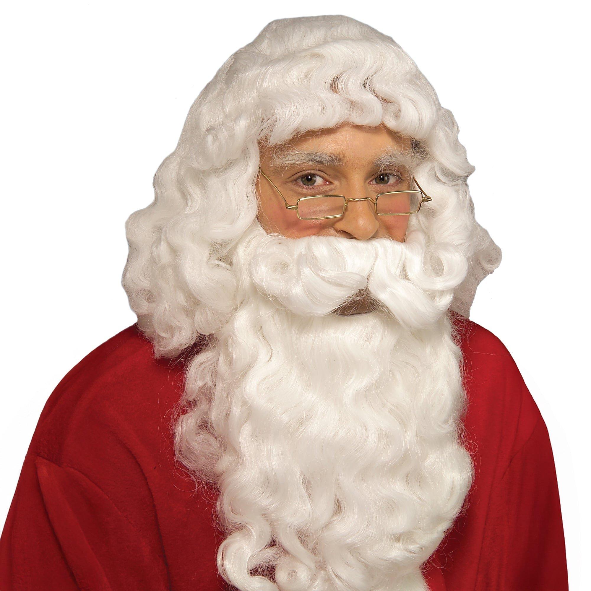 Men's White Santa Beard and Wig Set - Value Deluxe