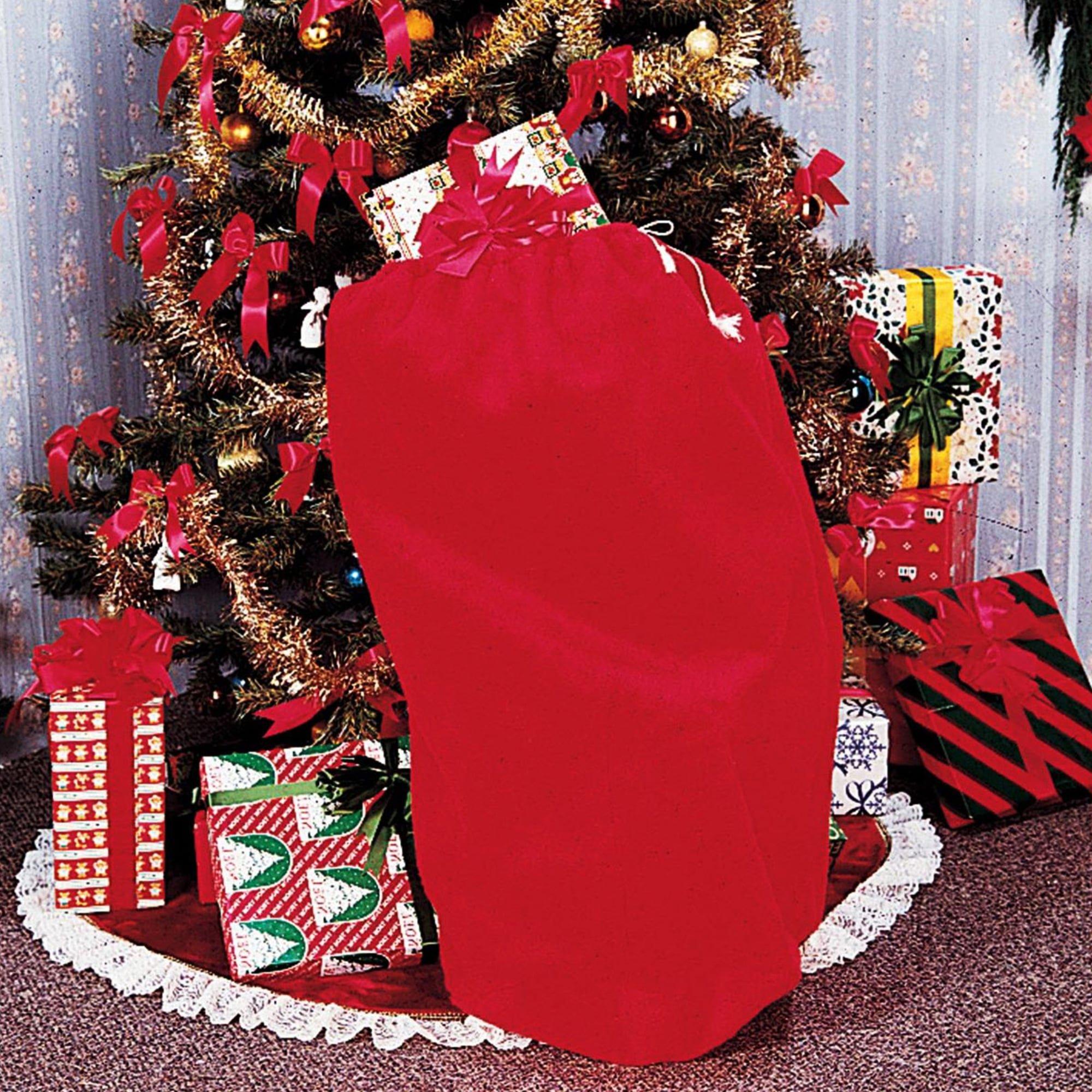 Faux Fur Trimmed Santa Bag