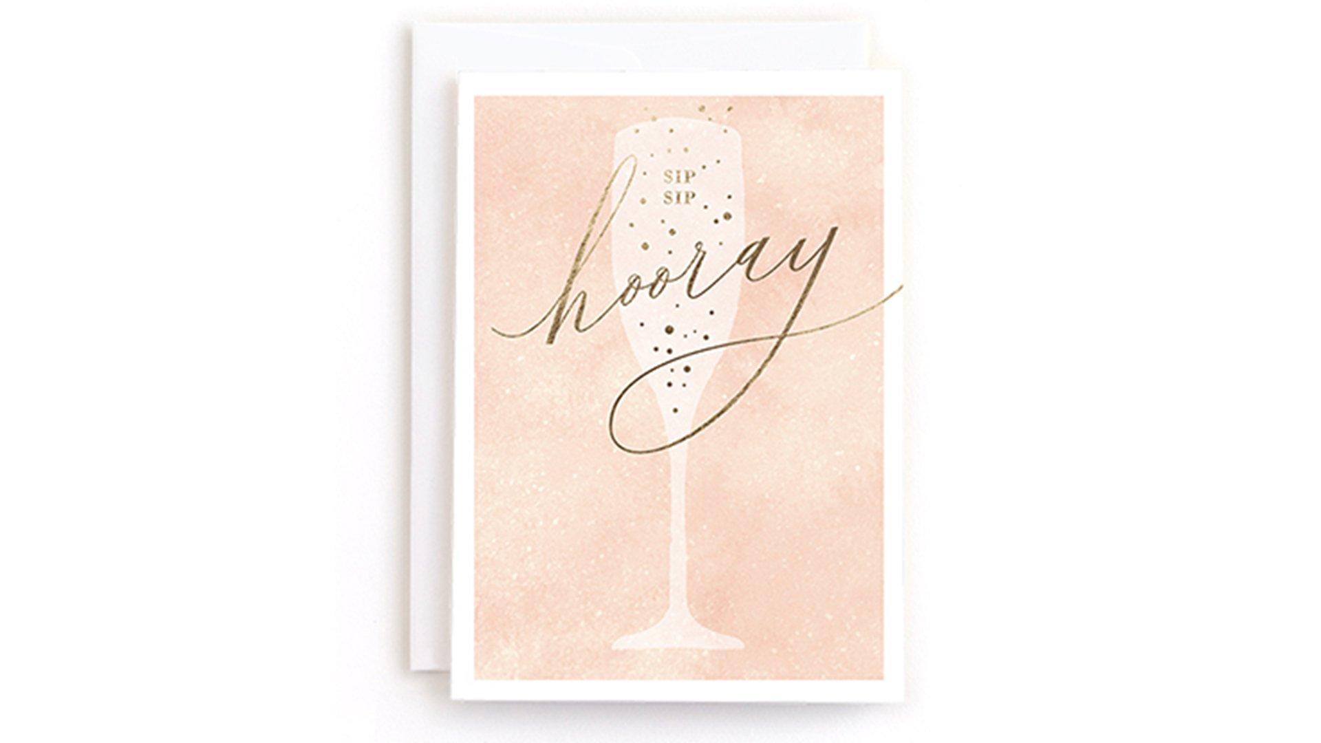 Minted Sip Sip Hooray Let's Celebrate Congrats Card