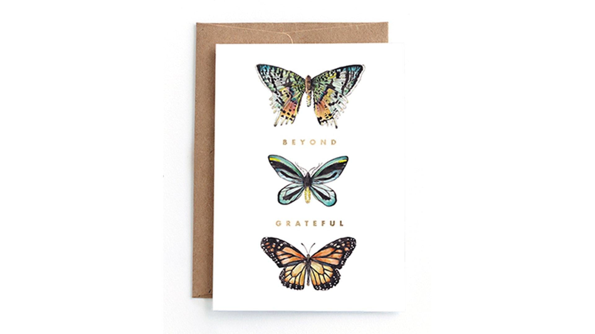 Minted Butterfly Watercolors Thank You Card