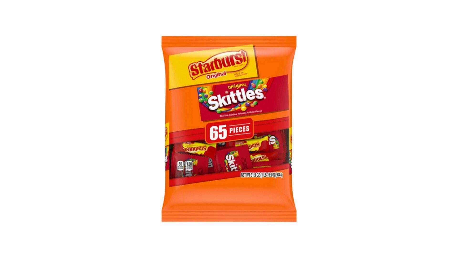 Skittles and Starburst Fruit Chew Candy Original Fun Size Bag (65 ct)