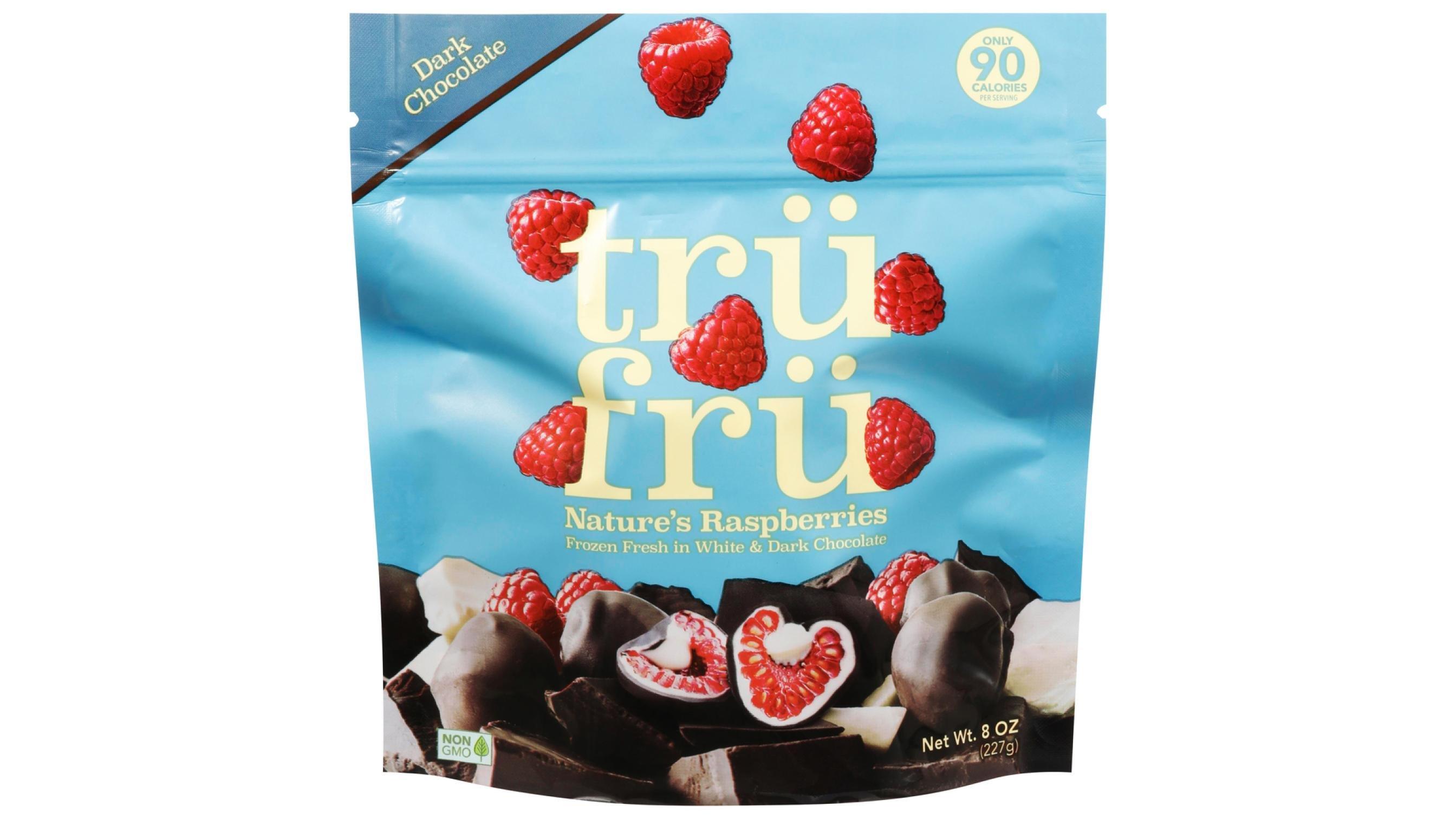 Tru Fru Frozen Fresh Dark Chocolate Raspberries (8 oz)