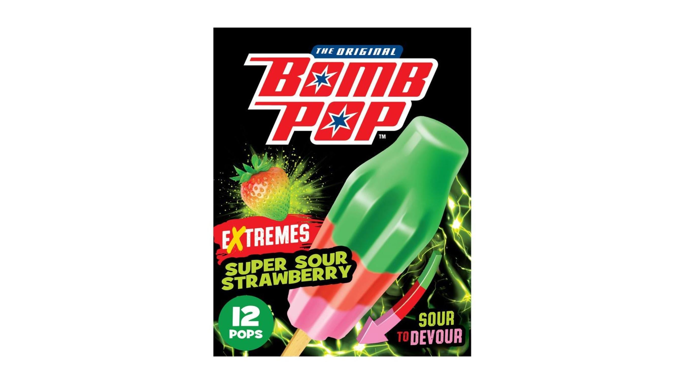 Bomb Pop Extremes Super Sour Strawberry Ice Pops 12 ct (21 oz)