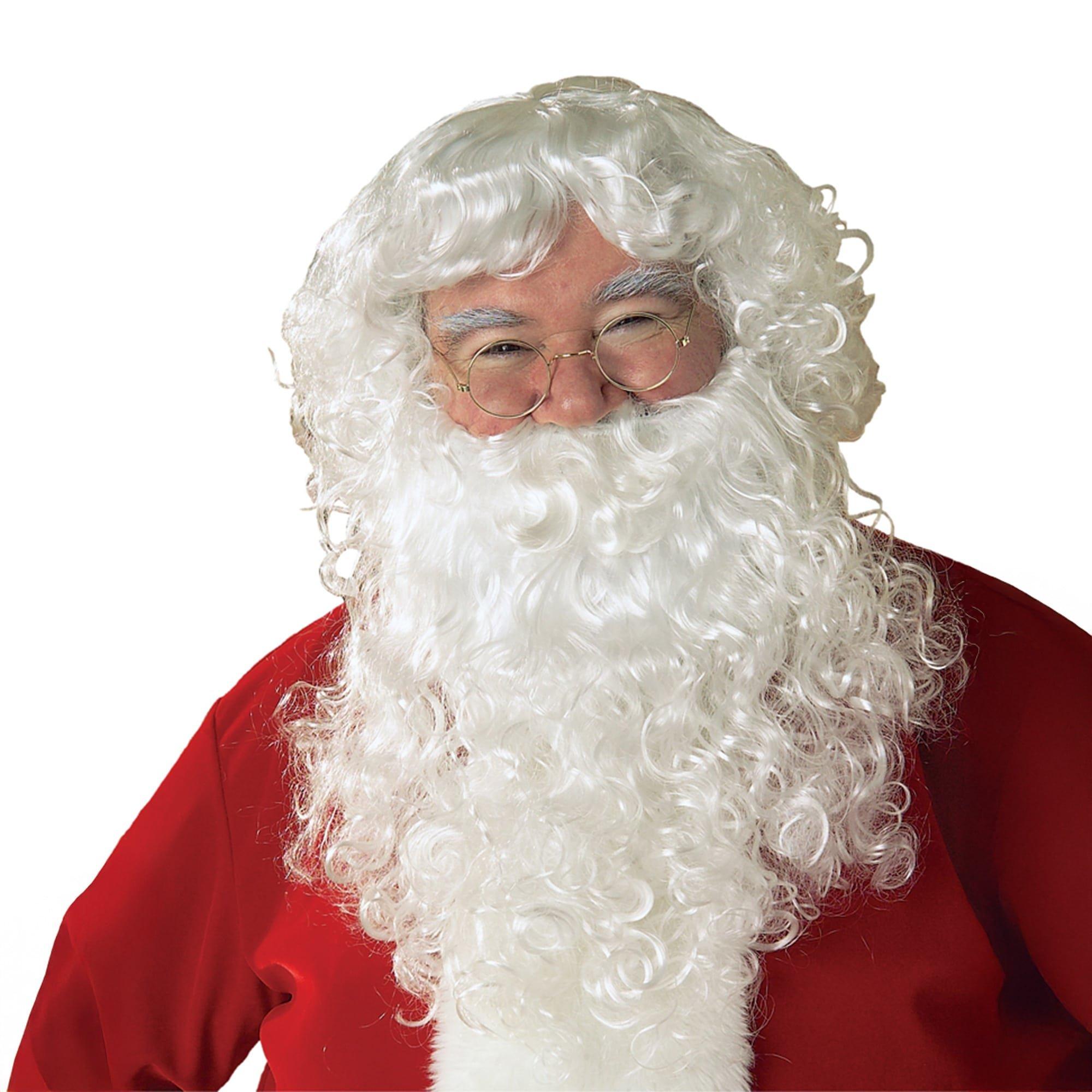 Men's White Santa Beard and Wig Set - Deluxe Economy
