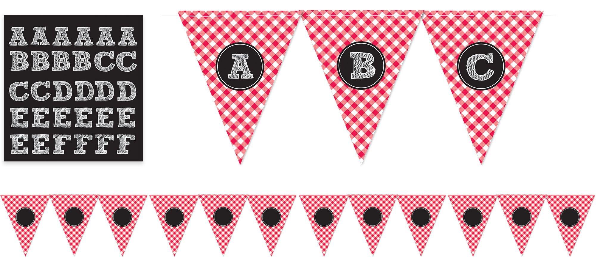 Picnic Party Red Gingham Personalized Pennant Banner