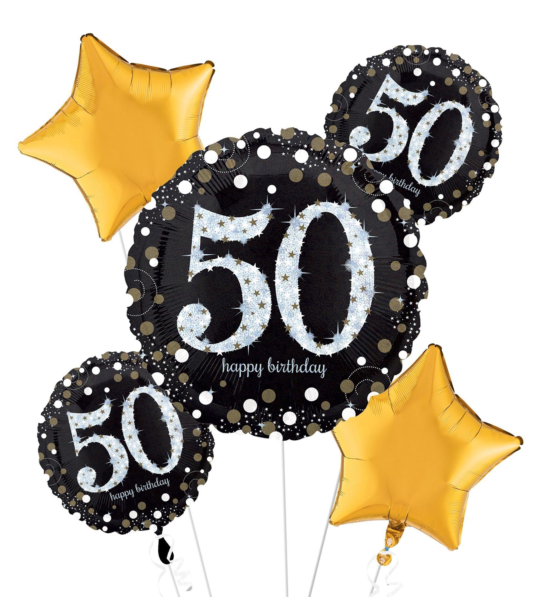 Sparkling Celebration 50th Birthday Foil Balloon Bouquet, 5pc