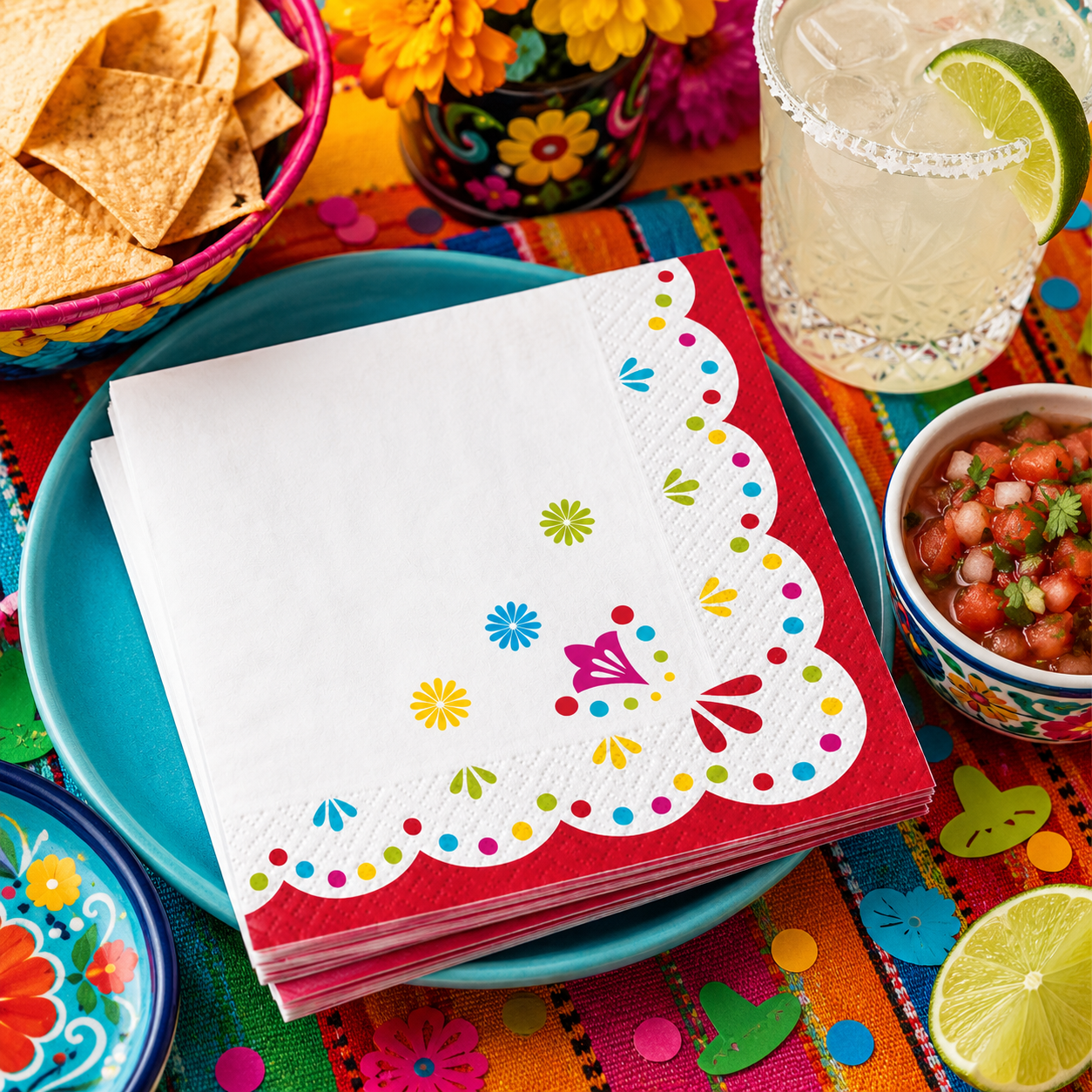 Fiesta Viva la Party Paper Lunch Napkins, 6.5in, 40ct