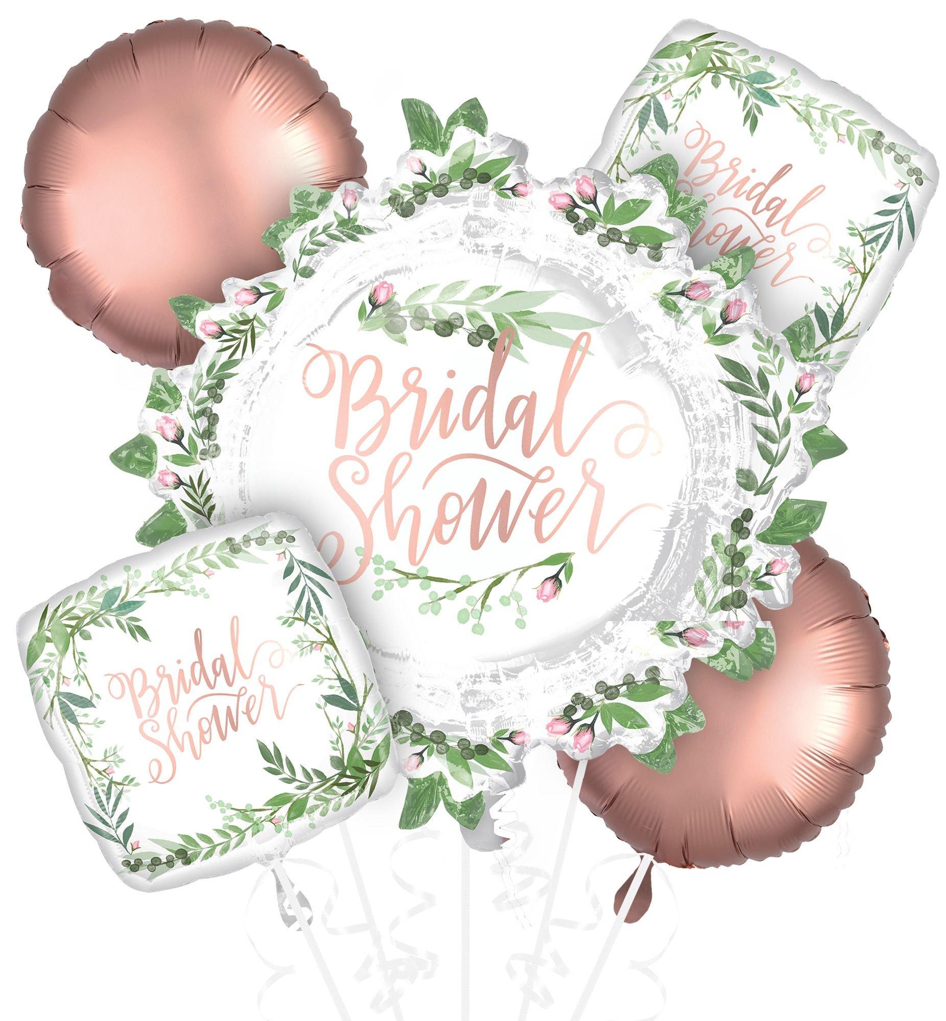 Floral Greenery Bridal Shower Foil Balloon Bouquet, 5pc