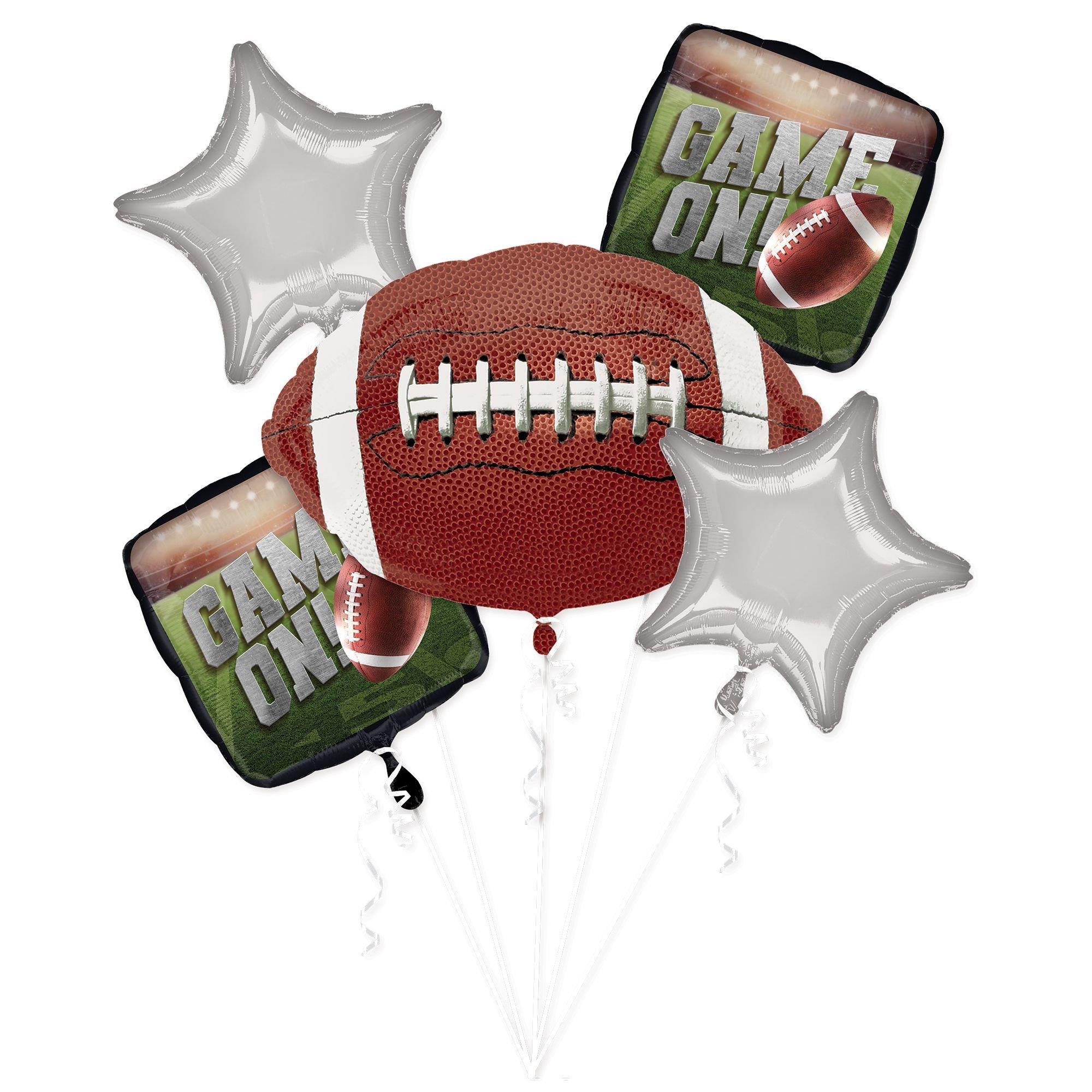 Go Fight Win Football Foil Balloon Bouquet, 5pc