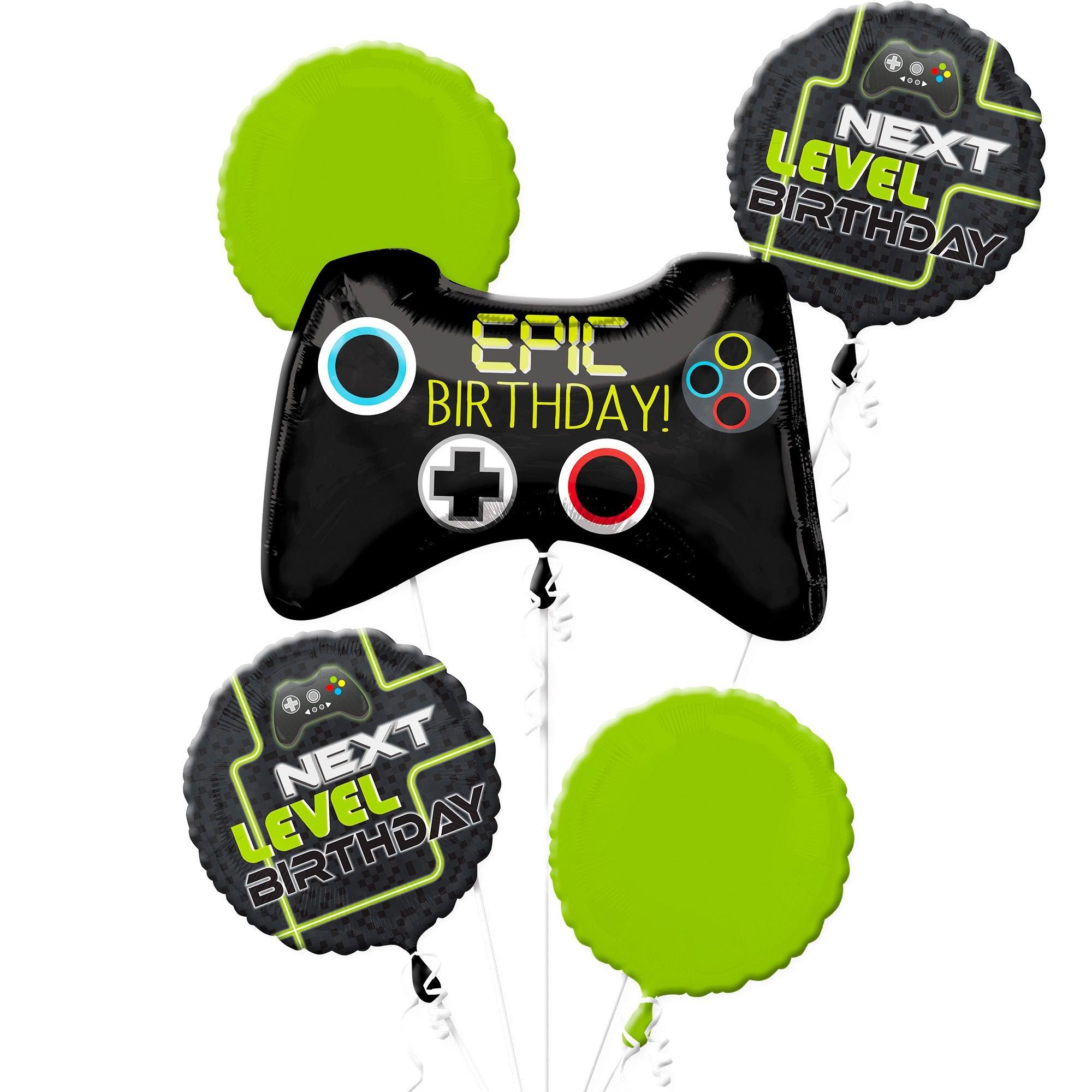 Level Up Birthday Foil Balloon Bouquet, 5pc
