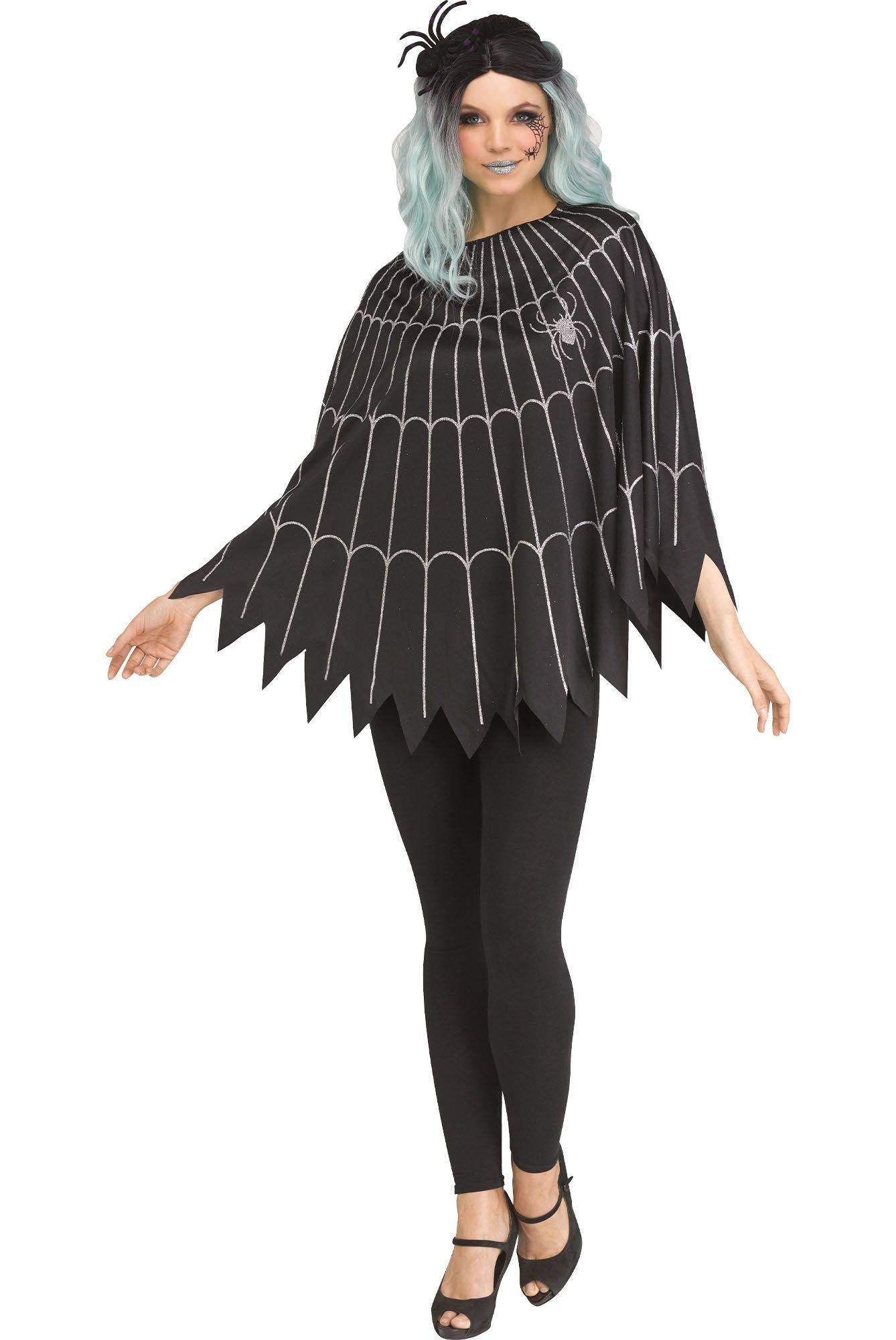 Rose Gold Glitter Spiderweb Poncho for Adults