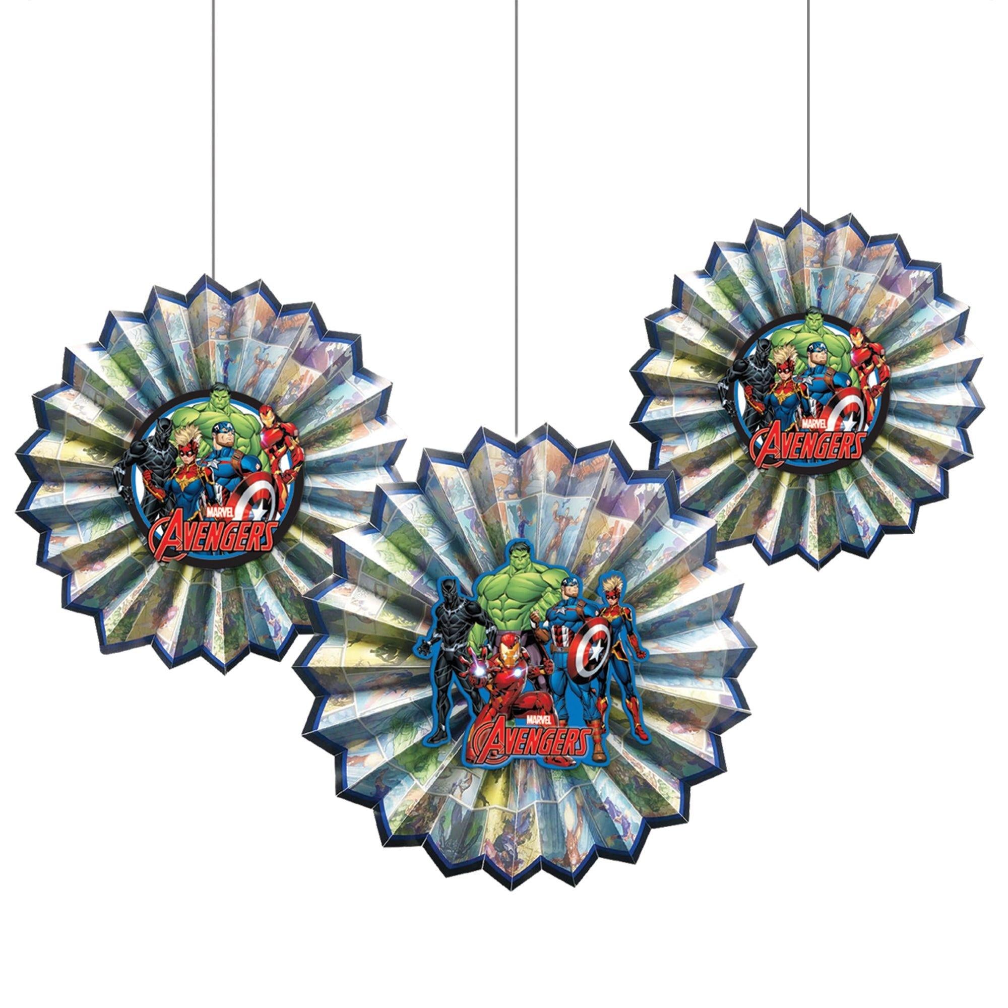 Marvel Powers Unite Paper Fan Decorations 3ct