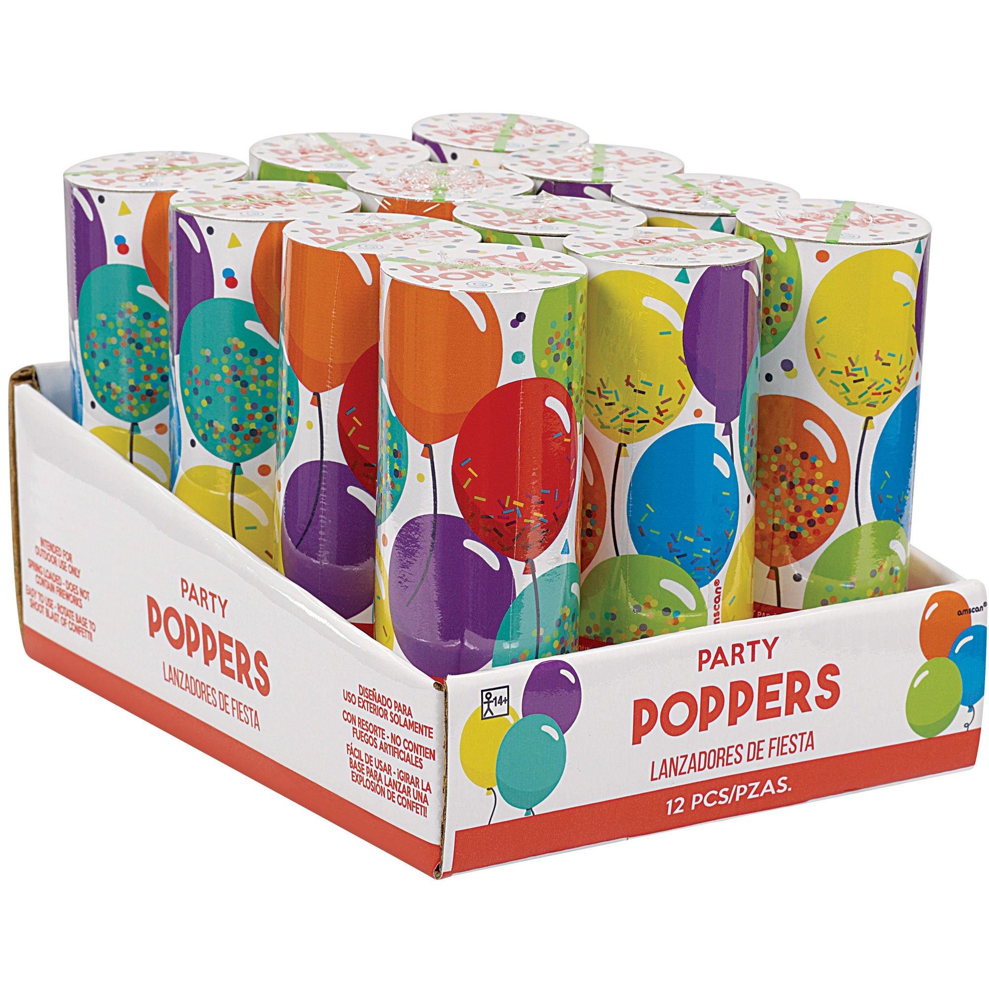 Birthday Balloons Confetti Party Poppers 12ct