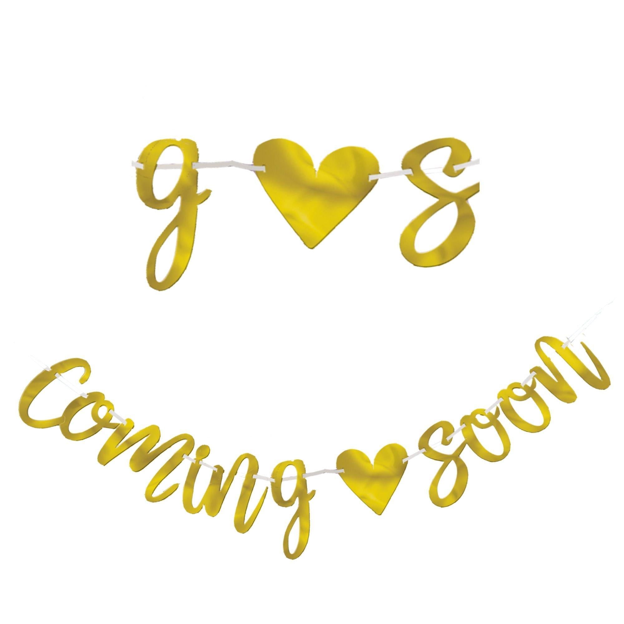 Metallic Gold Coming Soon Letter Banner