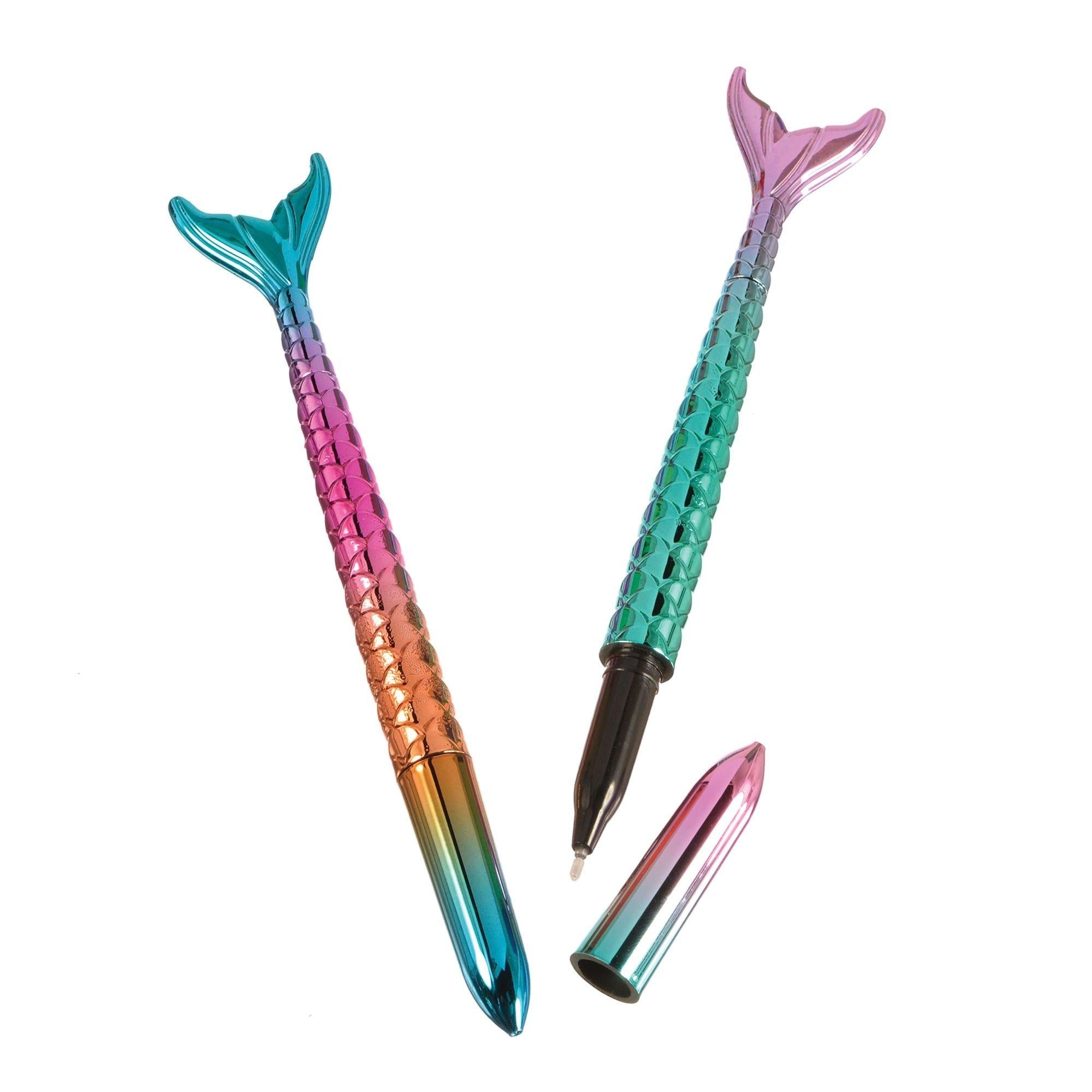 Metallic Shimmering Mermaids Plastic Pens, 5.9in, 8ct