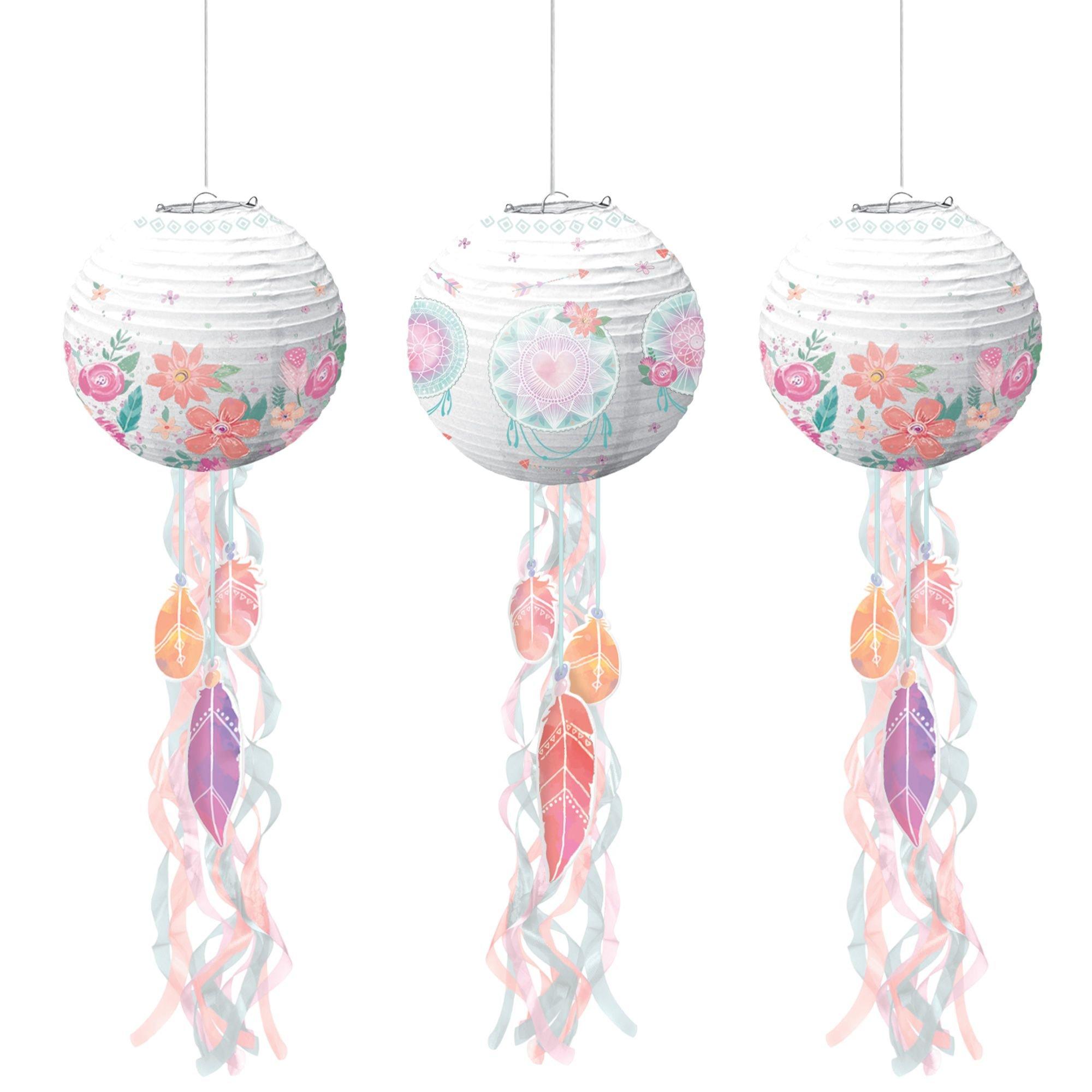 Free Spirit Boho Paper Lanterns, 9.5in, 3ct