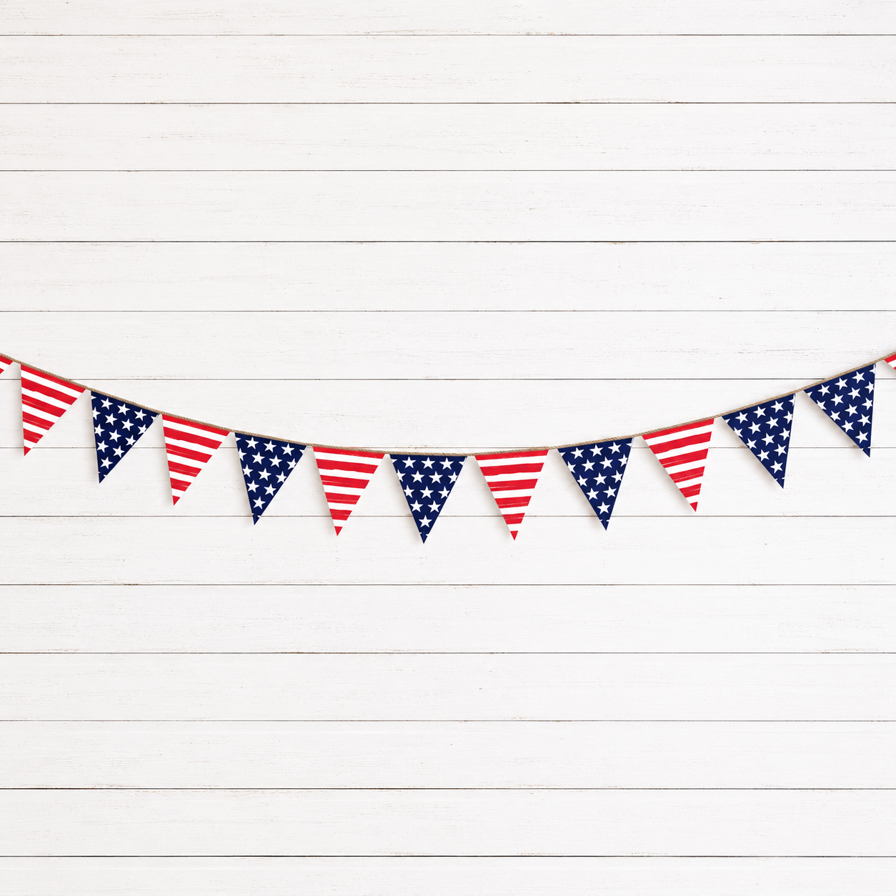 Patriotic Stars & Stripes Pennant Banner, 12.5ft