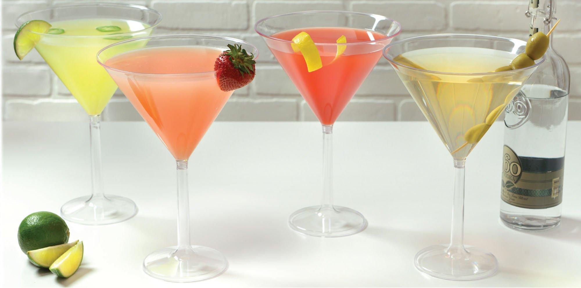 Jumbo Clear Plastic Martini Glasses, 25oz, 4ct