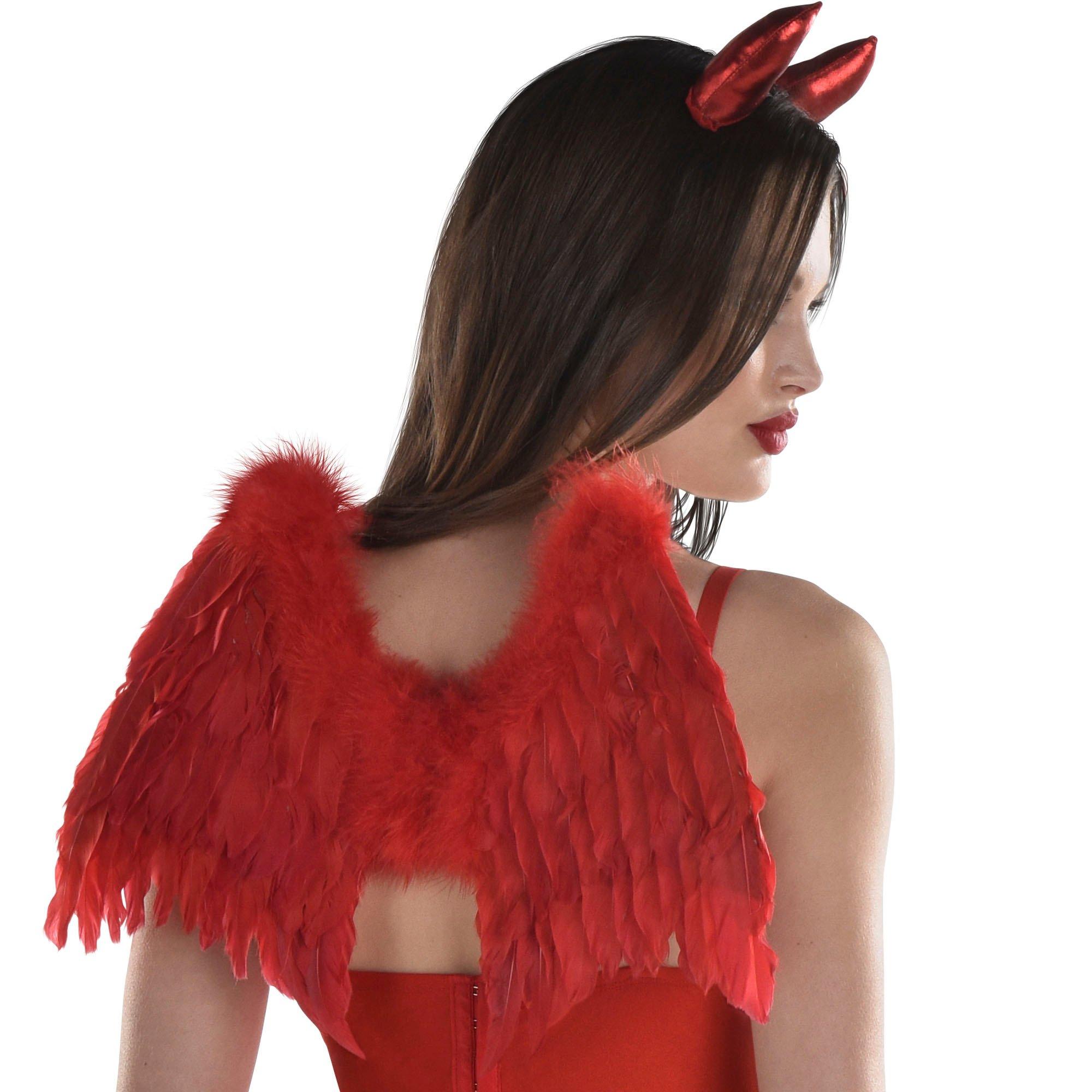 Adult Red Feather Devil Wings