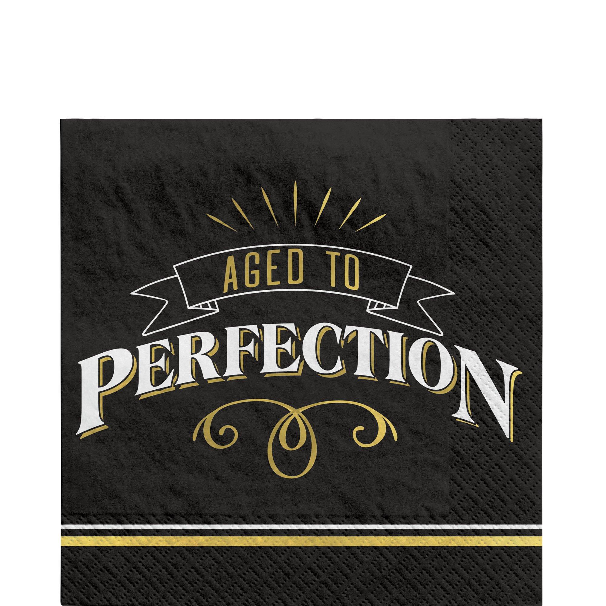 Black & Gold Aged to Perfection Birthday Paper Lunch Napkins, 6.5in, 16ct - Better With Age