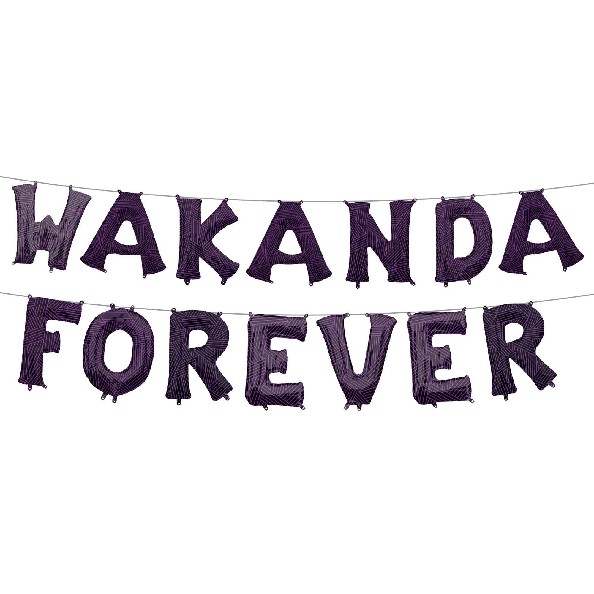 Air-Filled Wakanda Forever Foil Balloon Banner Kit - Black Panther