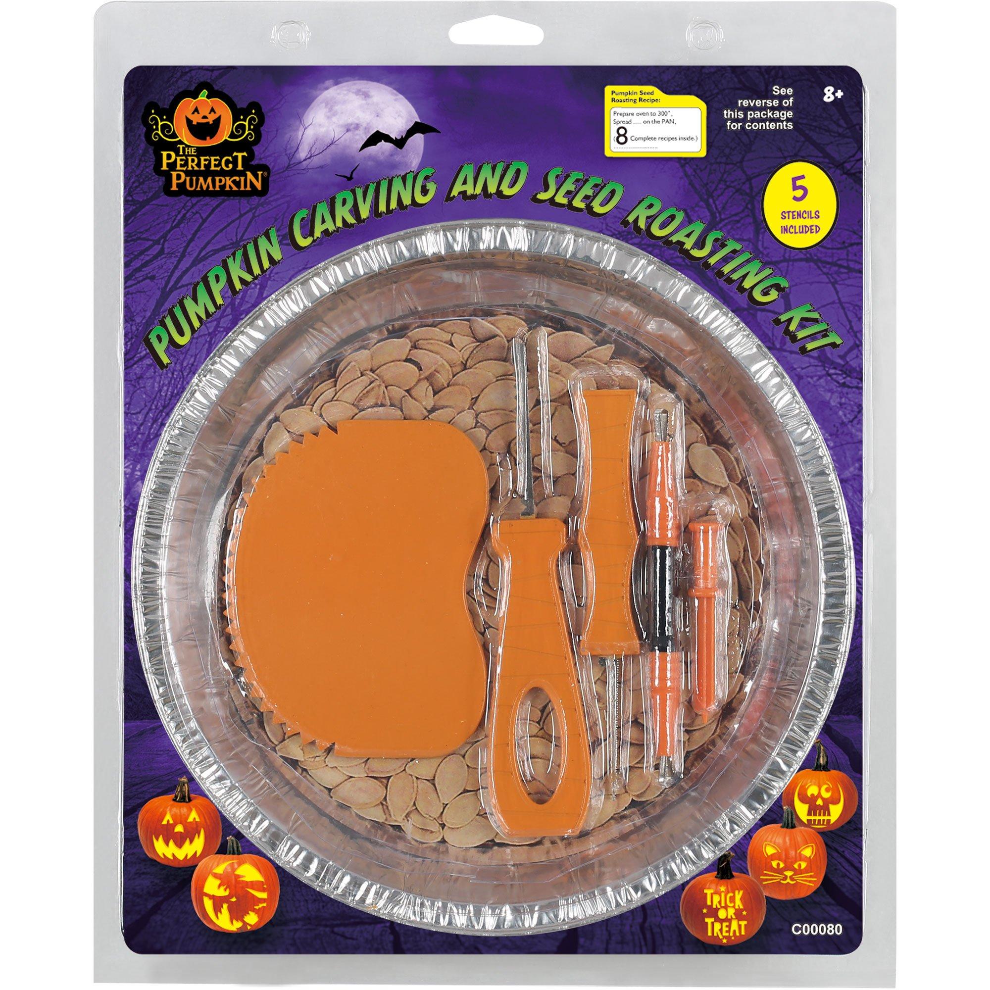 Pumpkin Carving & Seed Roasting Kit, 6pc, with 5 Stencils & 8 Recipes