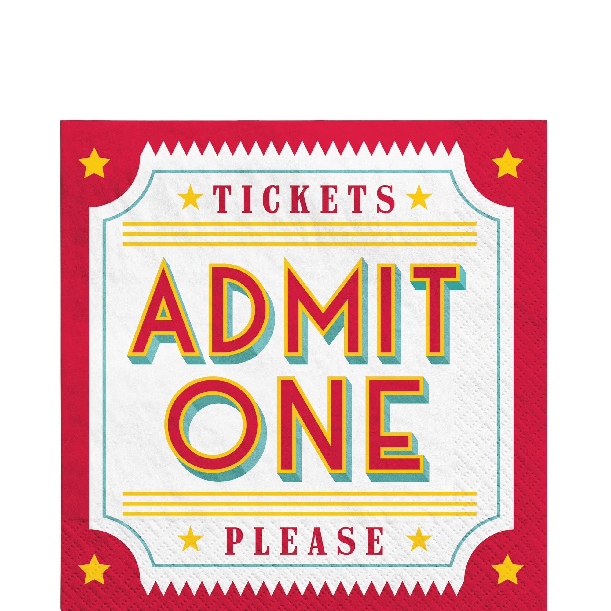 Admit One Paper Lunch Napkins, 6.5in, 40ct - Movie Night
