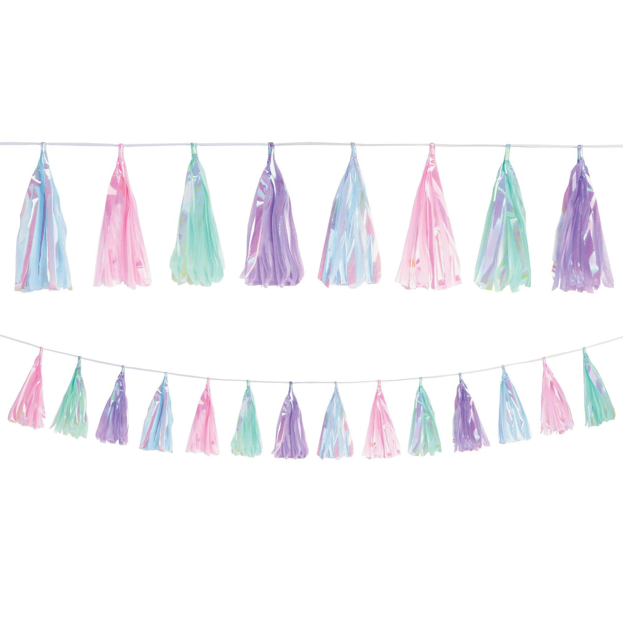 Iridescent Plastic & Tissue Paper Tassel Garland, 10ft