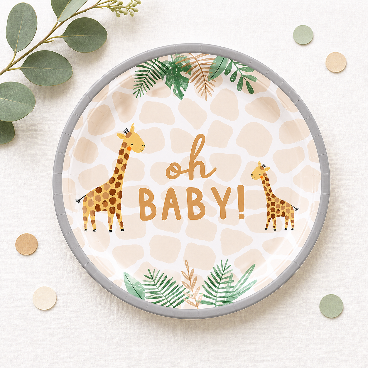Oh Baby Soft Jungle Baby Shower Paper Dessert Plates, 7in, 8ct