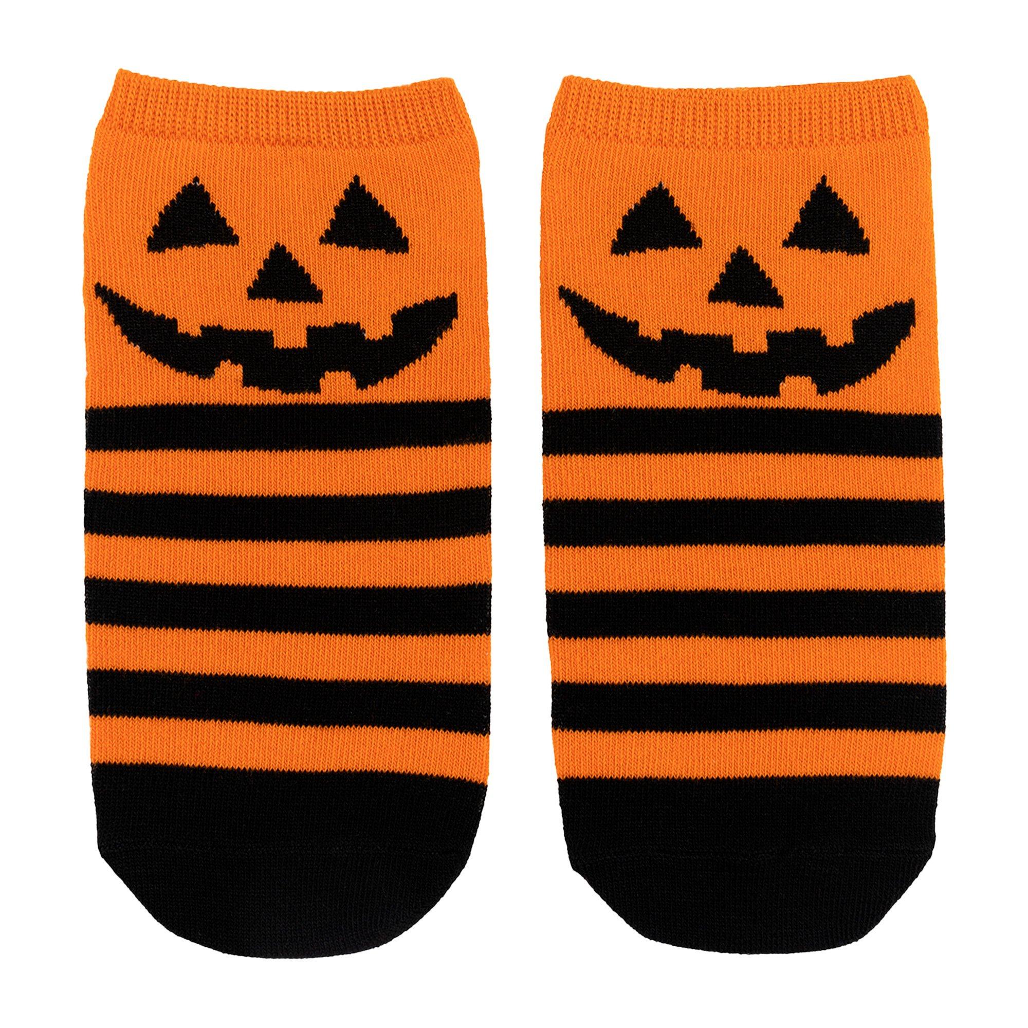 Striped Halloween Jack-o'-Lantern Ankle Socks