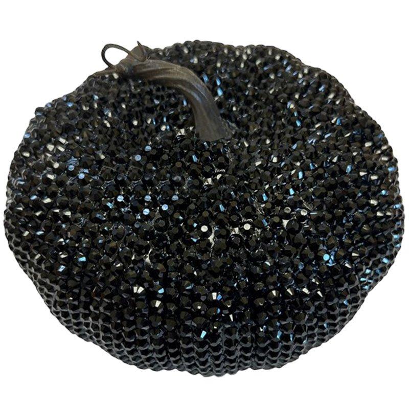Rhinestone Black Plastic Pumpkin, 7.3in x 5.2in