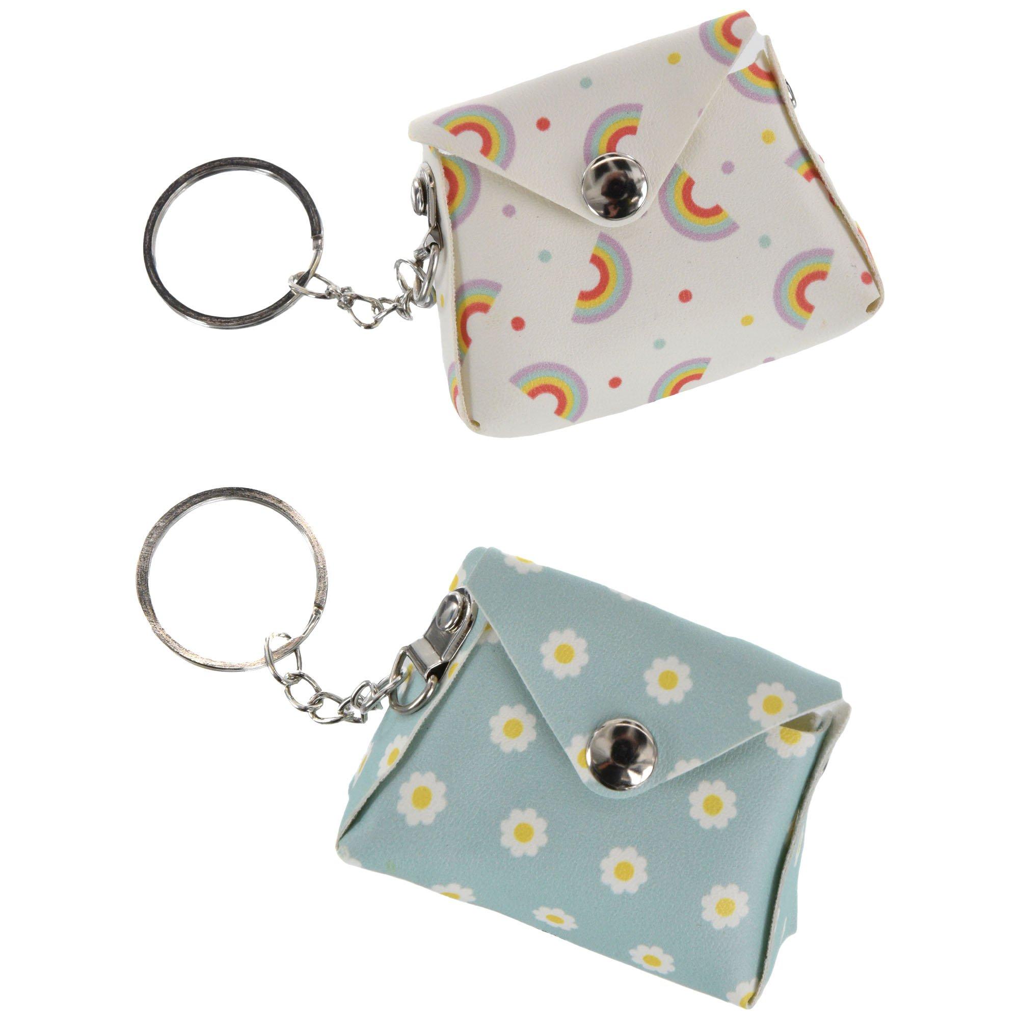 Daisy & Rainbow Mini Purse Keychains, 8ct