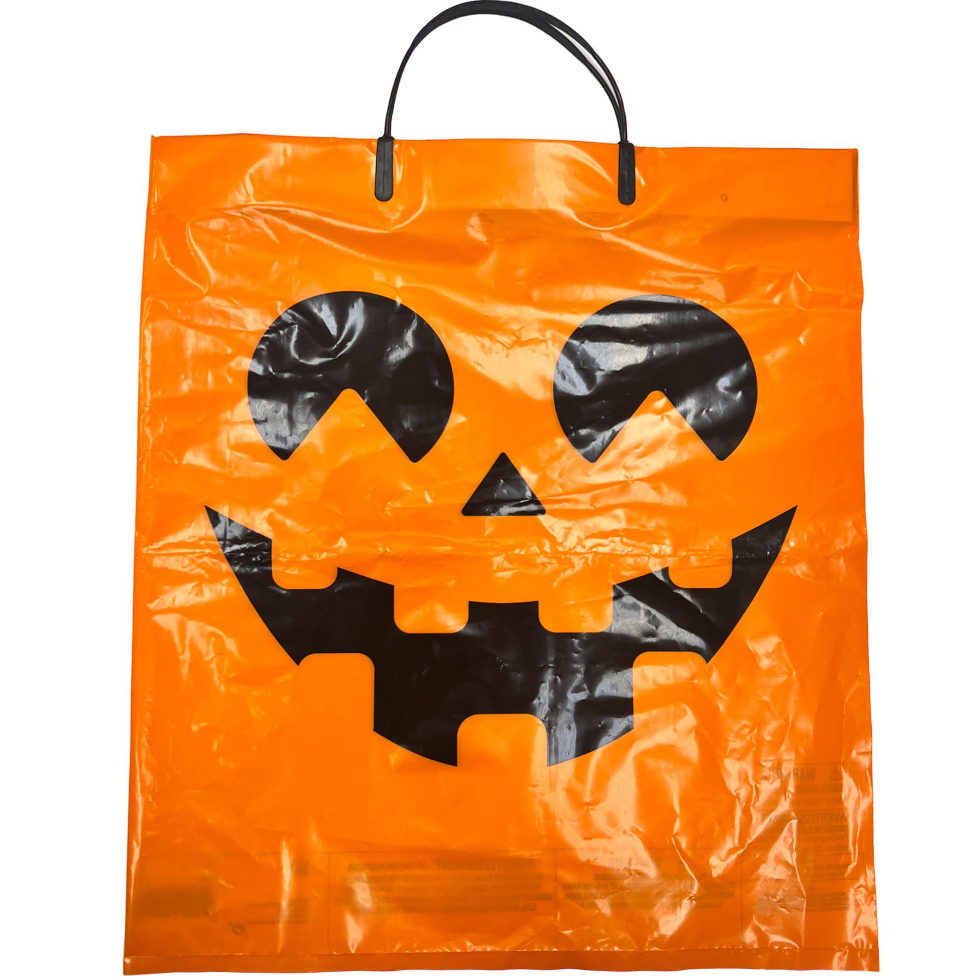 Classic Jack-o'-Lantern Plastic Trick-or-Treat Bag, 14in x 15.5in