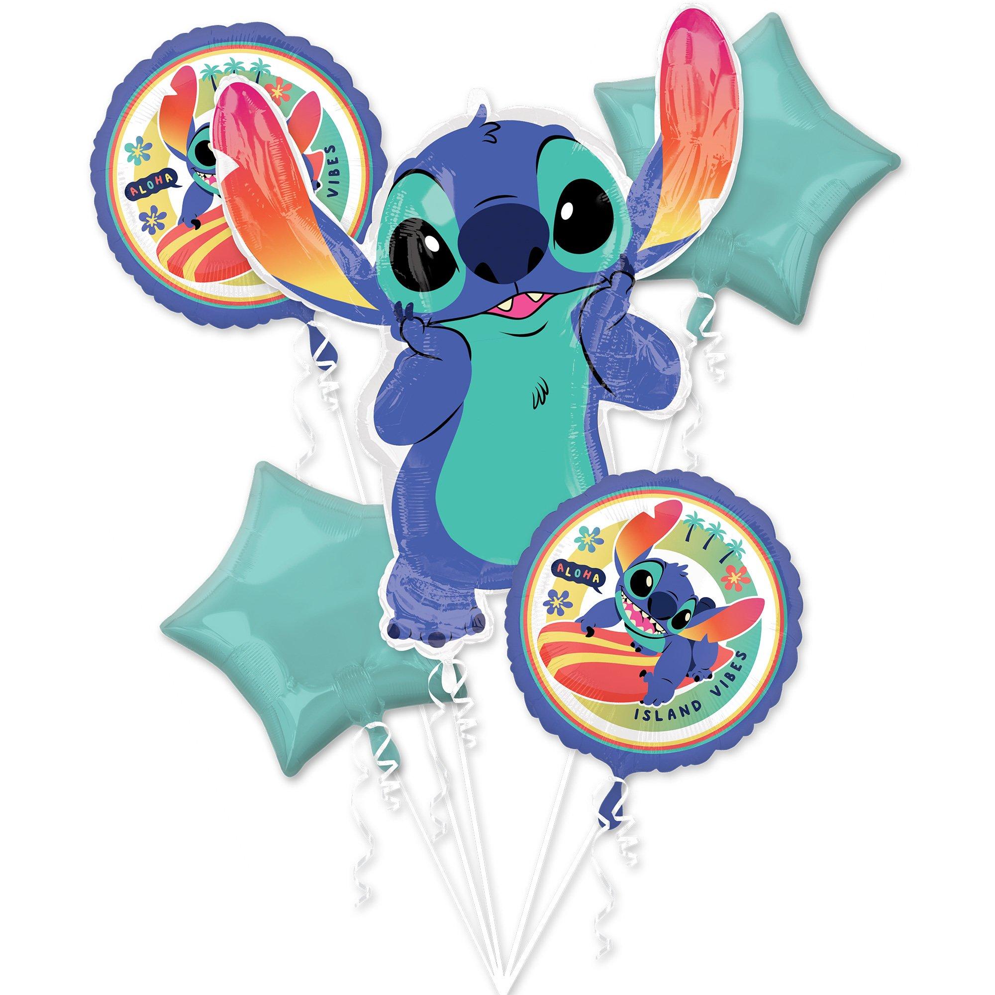 Stitch Aloha Foil Balloon Bouquet, 5pc - Disney Lilo & Stitch