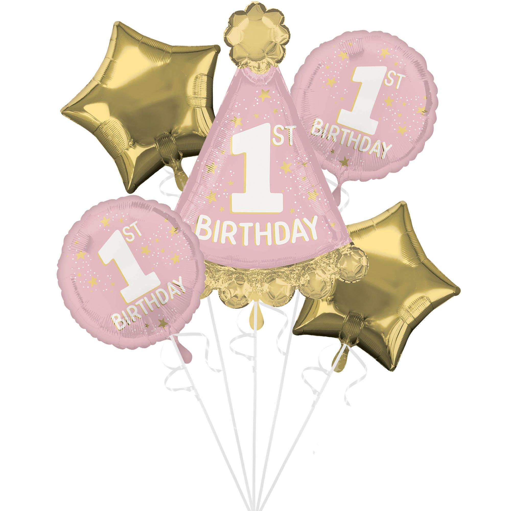 Little Miss One-derful 1st Birthday Foil Balloon Bouquet, 5pc