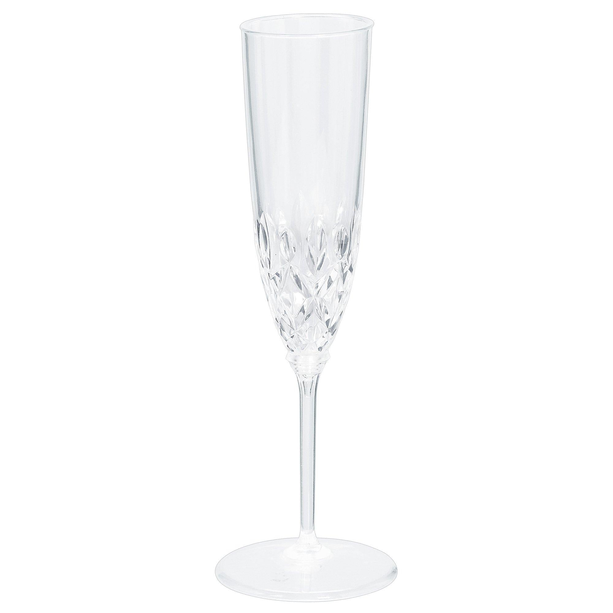 20ct Clear Premium Plastic Champagne Flutes ?C 4.5oz BPA-Free with Cut Glass Look