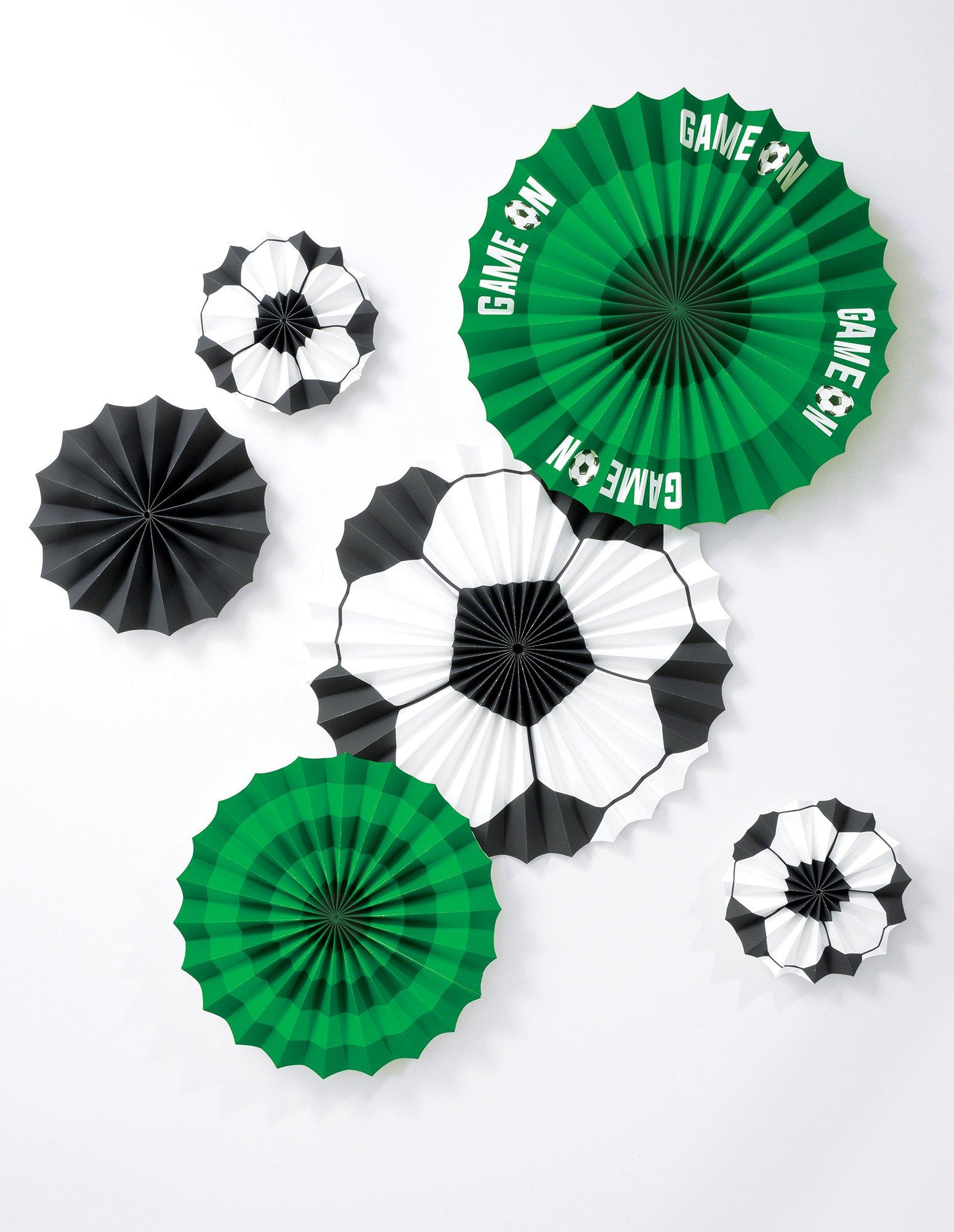 Corner Kick Soccer Paper Fan Decorations, 6ct