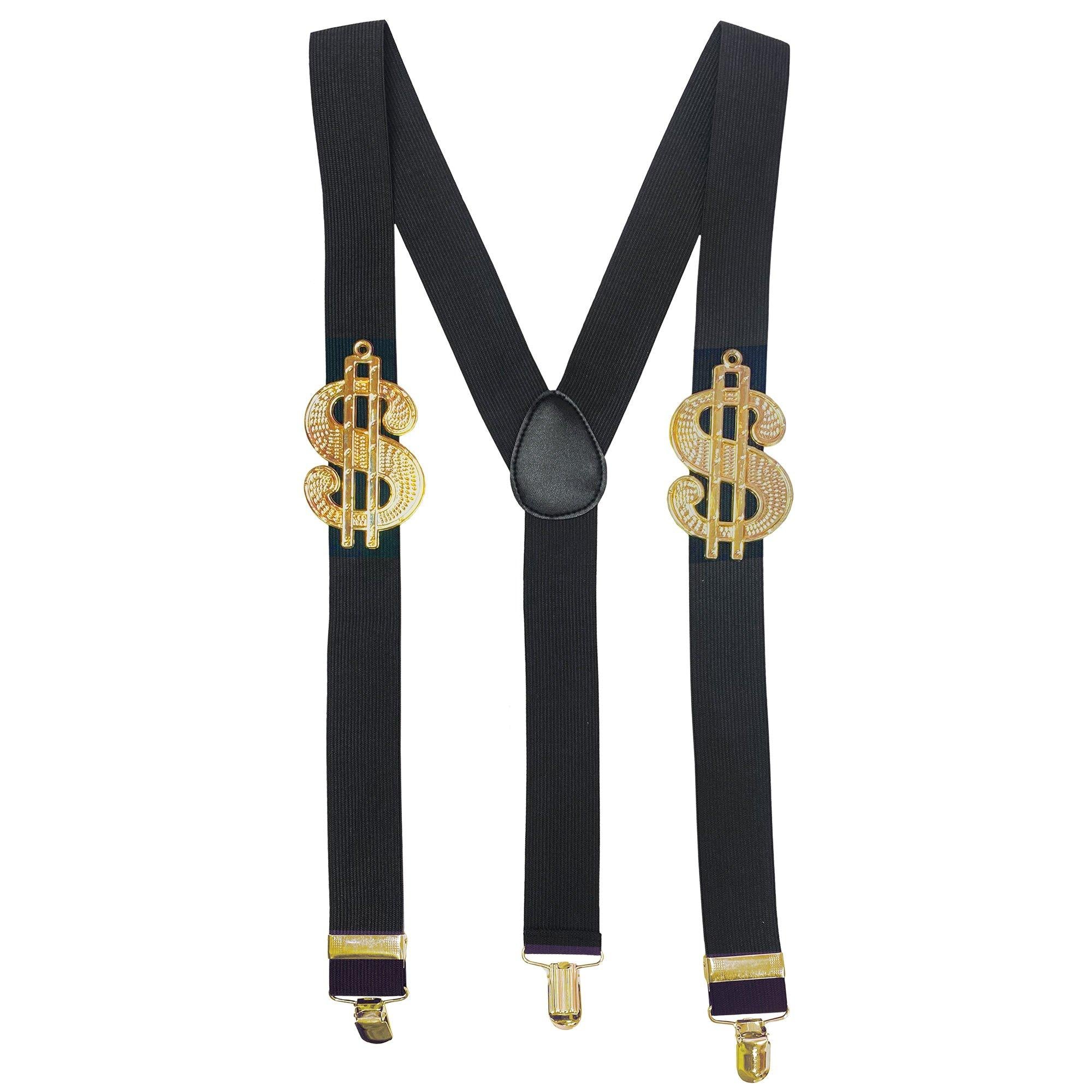 Adult Gold Dollar Sign Suspenders