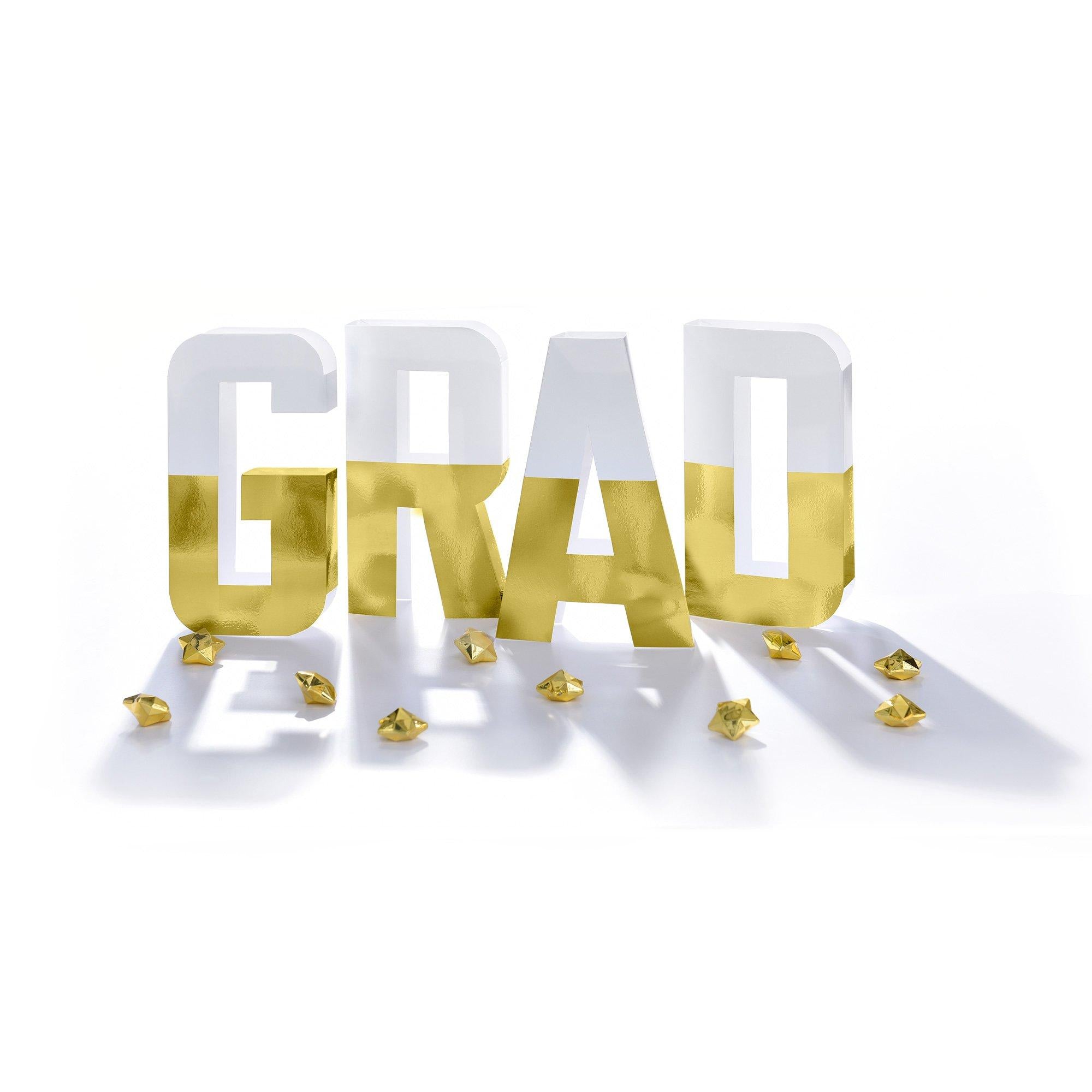 White & Gold Foil GRAD Tabletop Letters, 10in