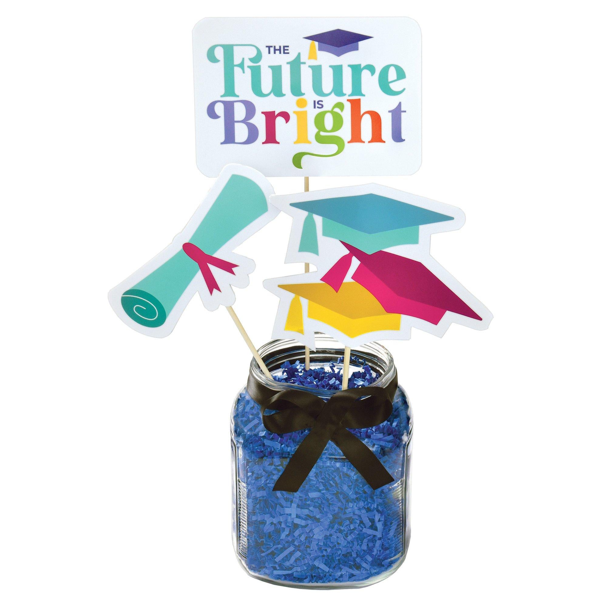 The Future Is Bright Graduation Centerpiece Picks, 3pc