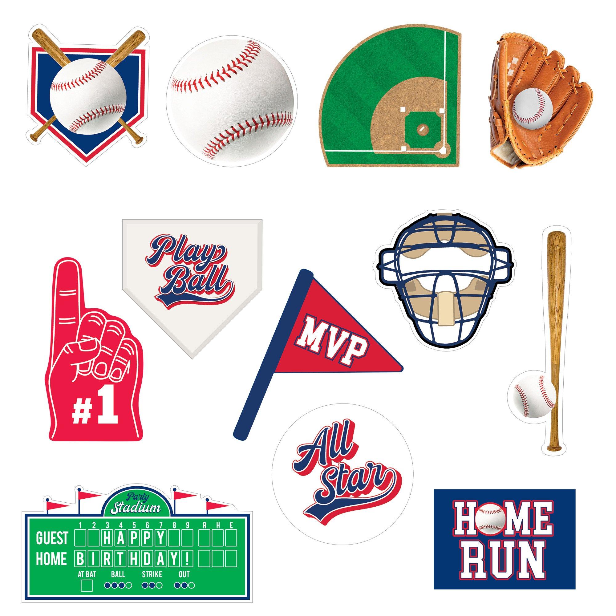 Baseball Party Cutouts Value Pack, 12ct
