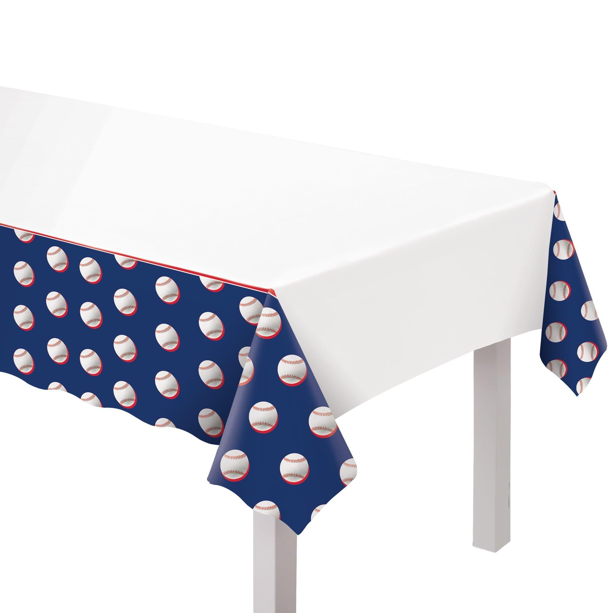 Baseball Plastic Table Cover, 54in x 102in