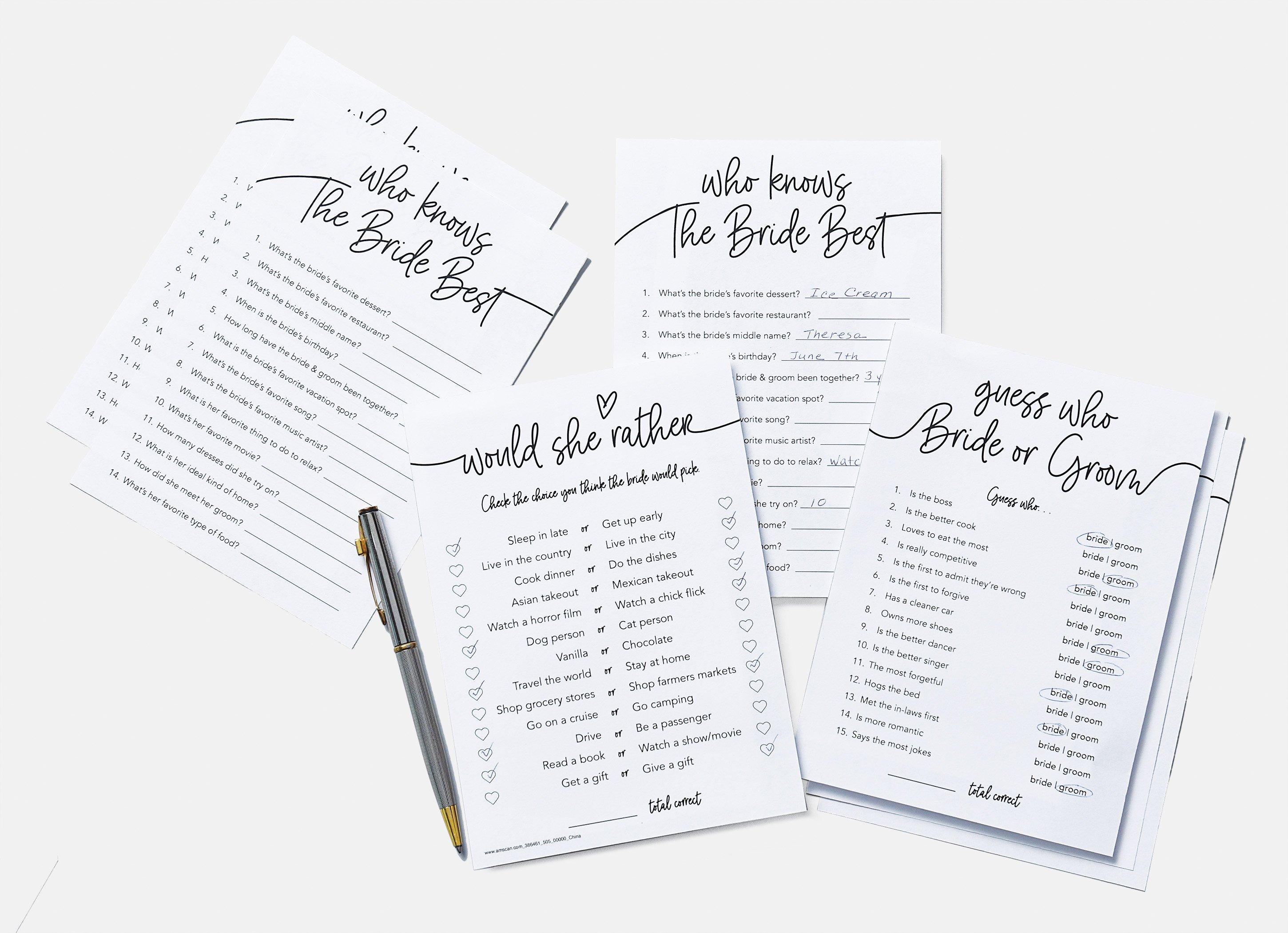 Bridal Shower Games 3-Pack 75ct